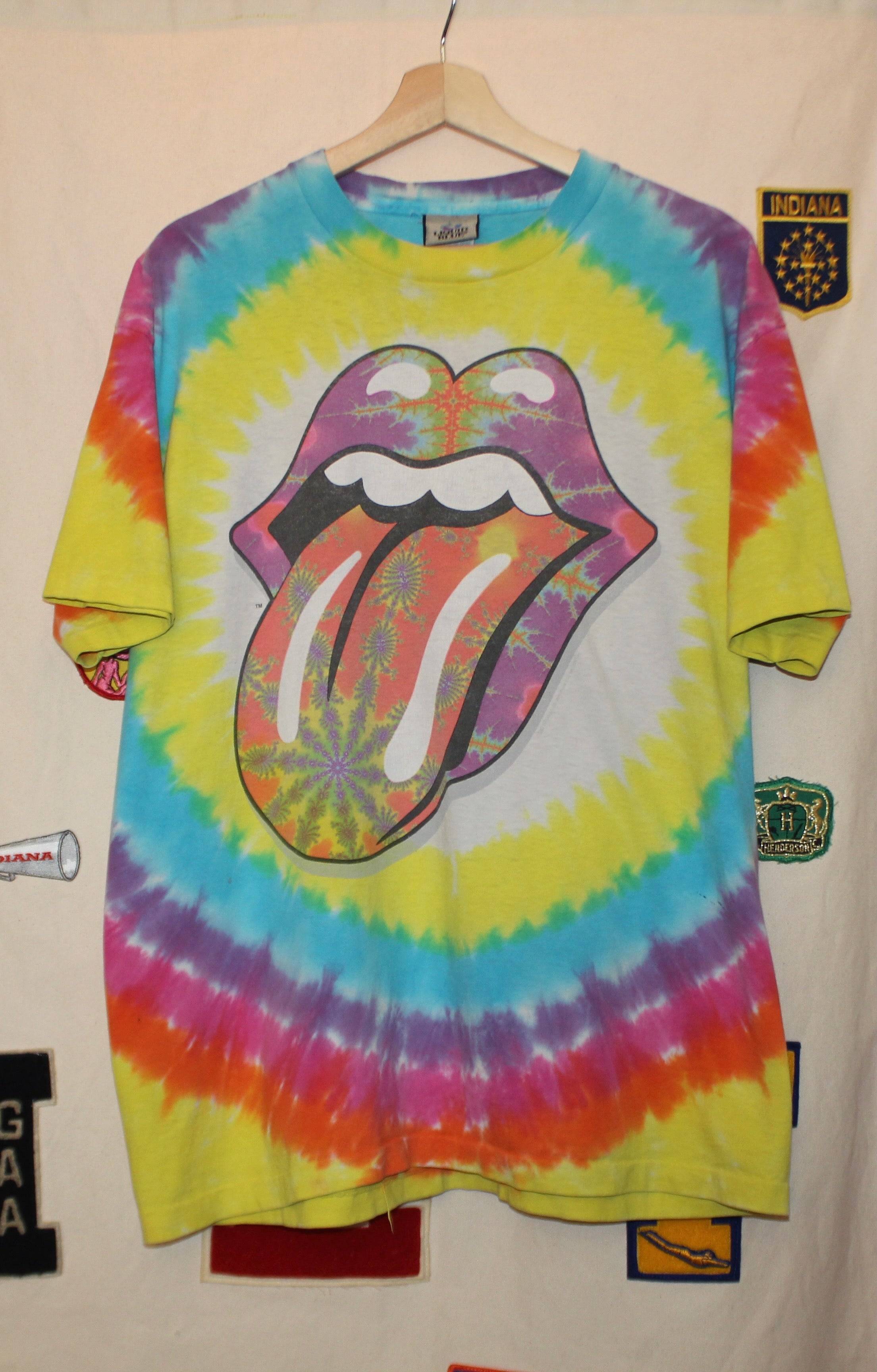 THE ROLLING outlets STONES 1994 Vintage Liquid Blue Tie Dye T-Shirt