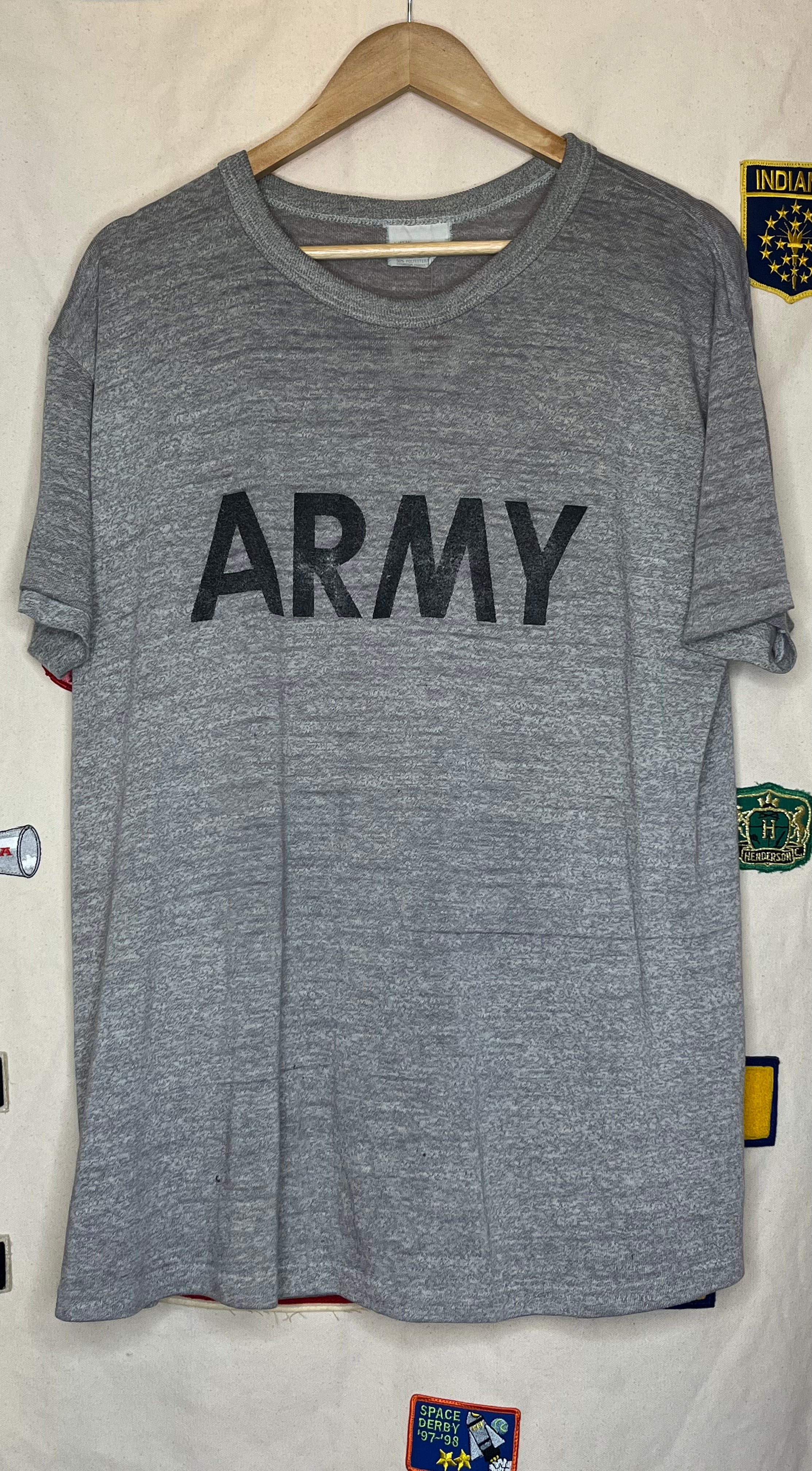 Vintage Army Champion Products Grey T-Shirt: L