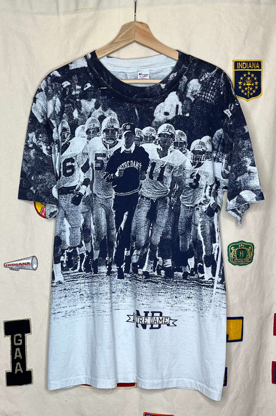 Vintage Notre Dame Fighting Irish All Over Print T-Shirt: XL