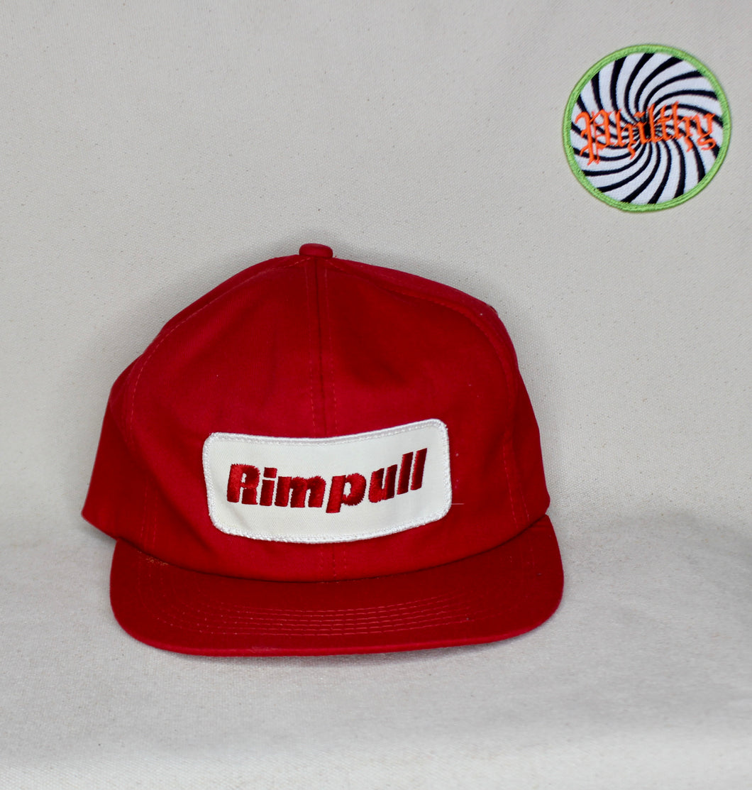 Vintage Rimpull Patch Snapback Trucker Hat K-Products Red