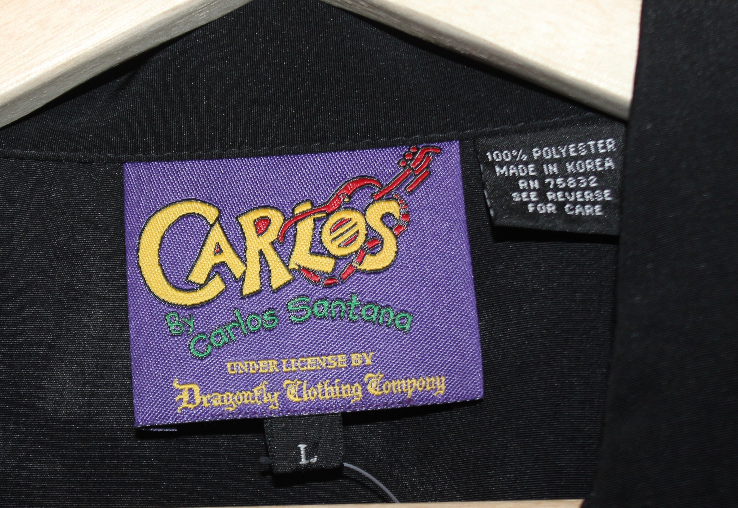 Vintage Carlos Santana Black/Blue Button Up Shirt by Dragonfly: Large