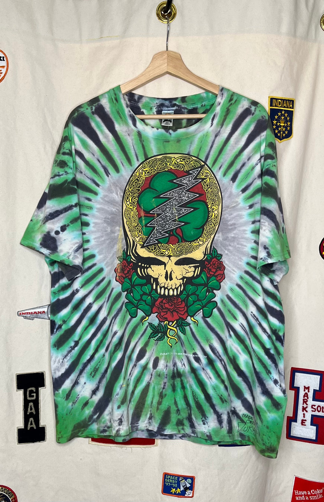 Grateful Dead Skull Shamrock Tie-Dye T-Shirt: XL