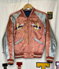 Load image into Gallery viewer, Vintage Japan Satin Suka Souvenir Bomber Jacket Pink/Blue Reversible: S
