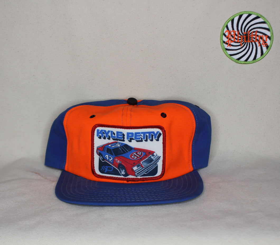 Vtg Kyle Petty STP 42 Racing Neon Pinwheel Nascar 80's Patch Hat