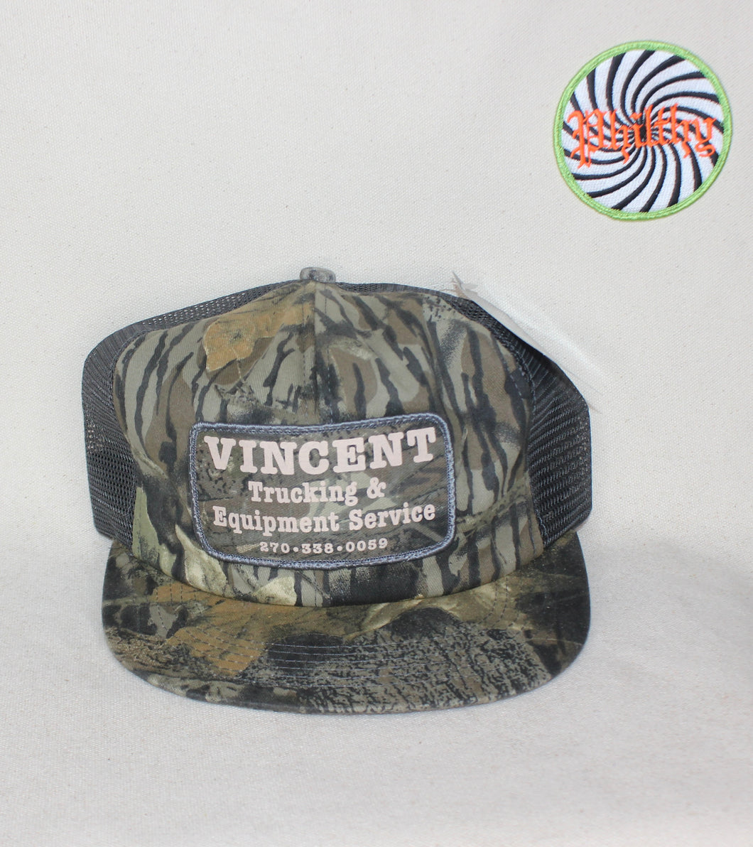 Vintage Vincetnt Trucking & Equipment Service Camo Patch Snapback Hat K-Products