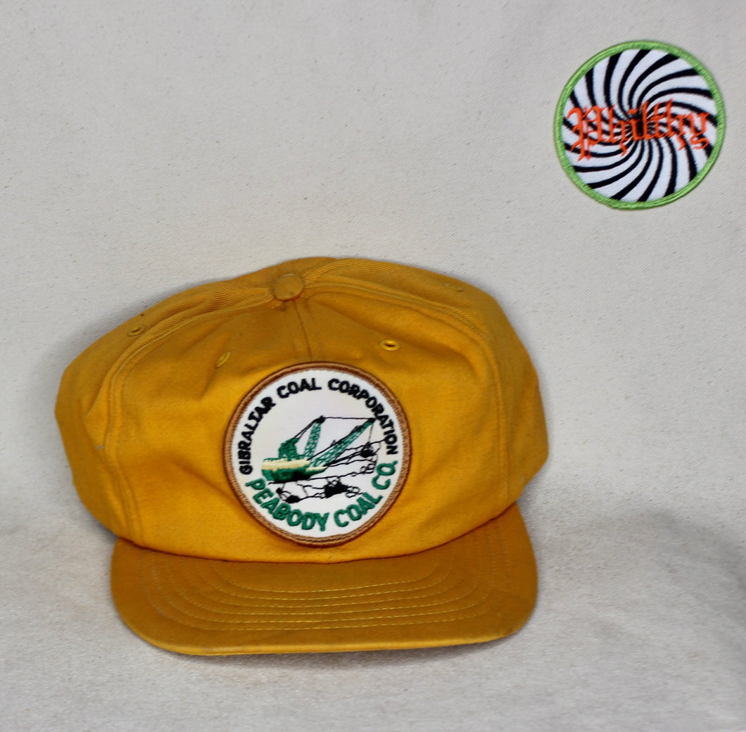 Peabody Coal Company Gibraltar Snapback Patch Trucker Hat Yellow Mine