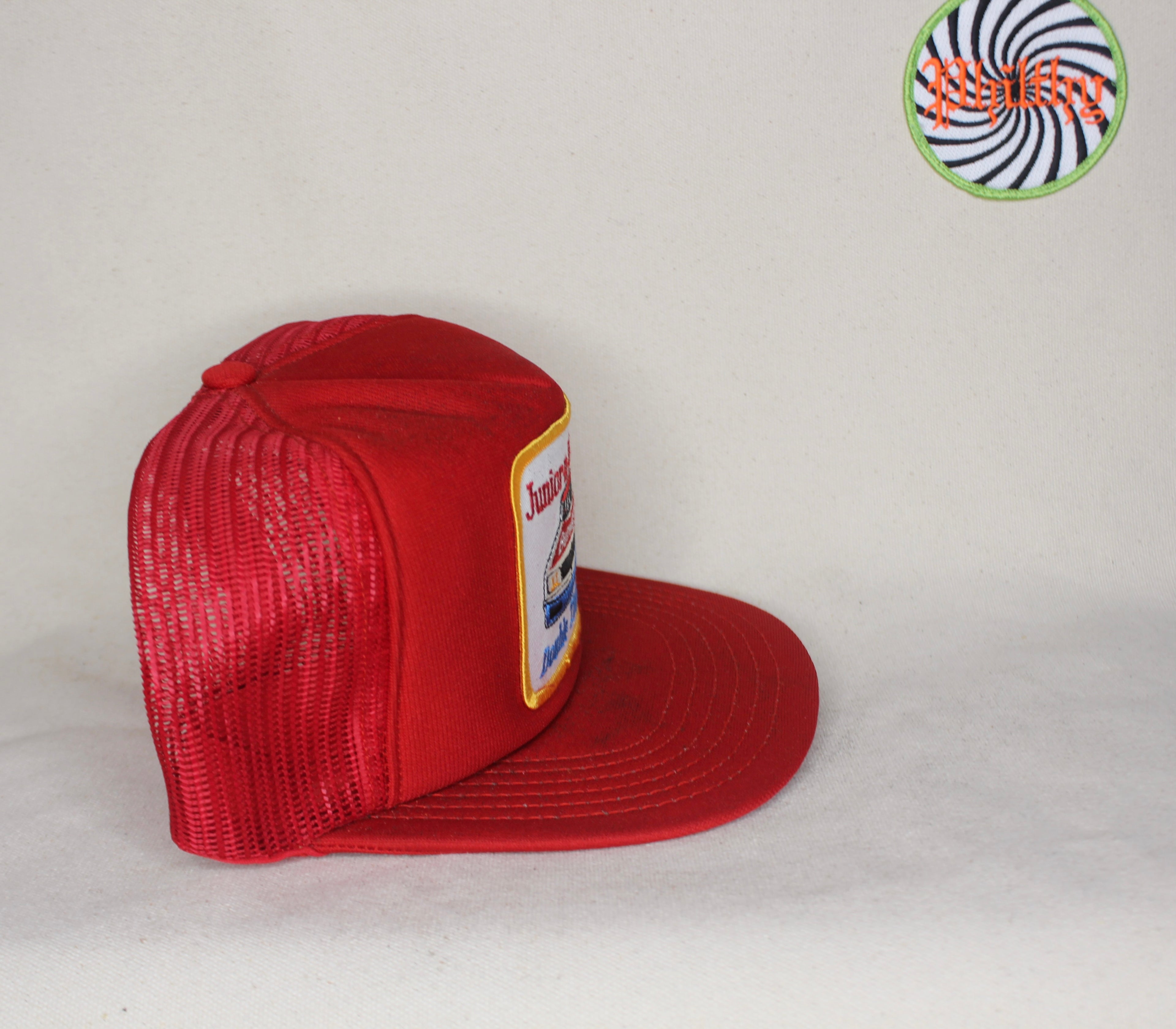 Vtg Junior-n-Warner's Budweiser Nascar Double Thunder Patch 80's Trucker Hat