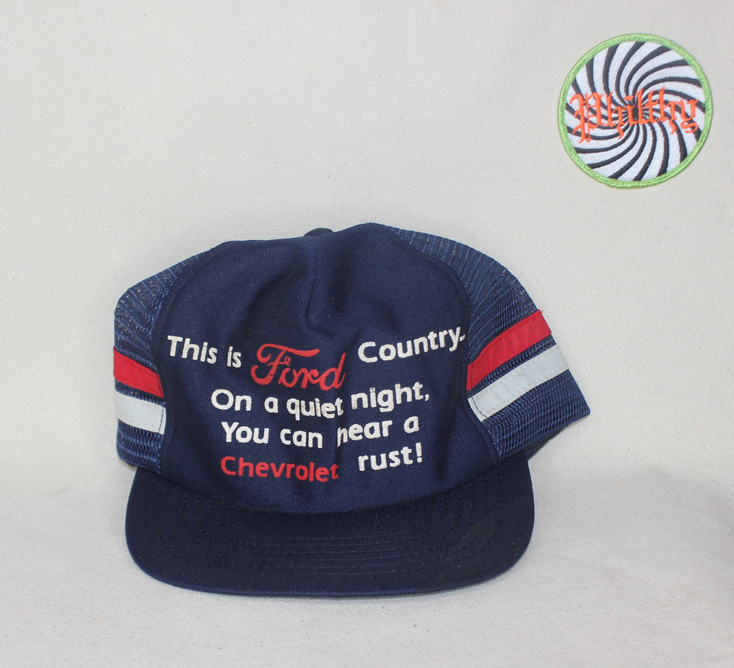 Vintage Ford Country 2-Stripe Mesh Trucker Snapback Funny USA Hat