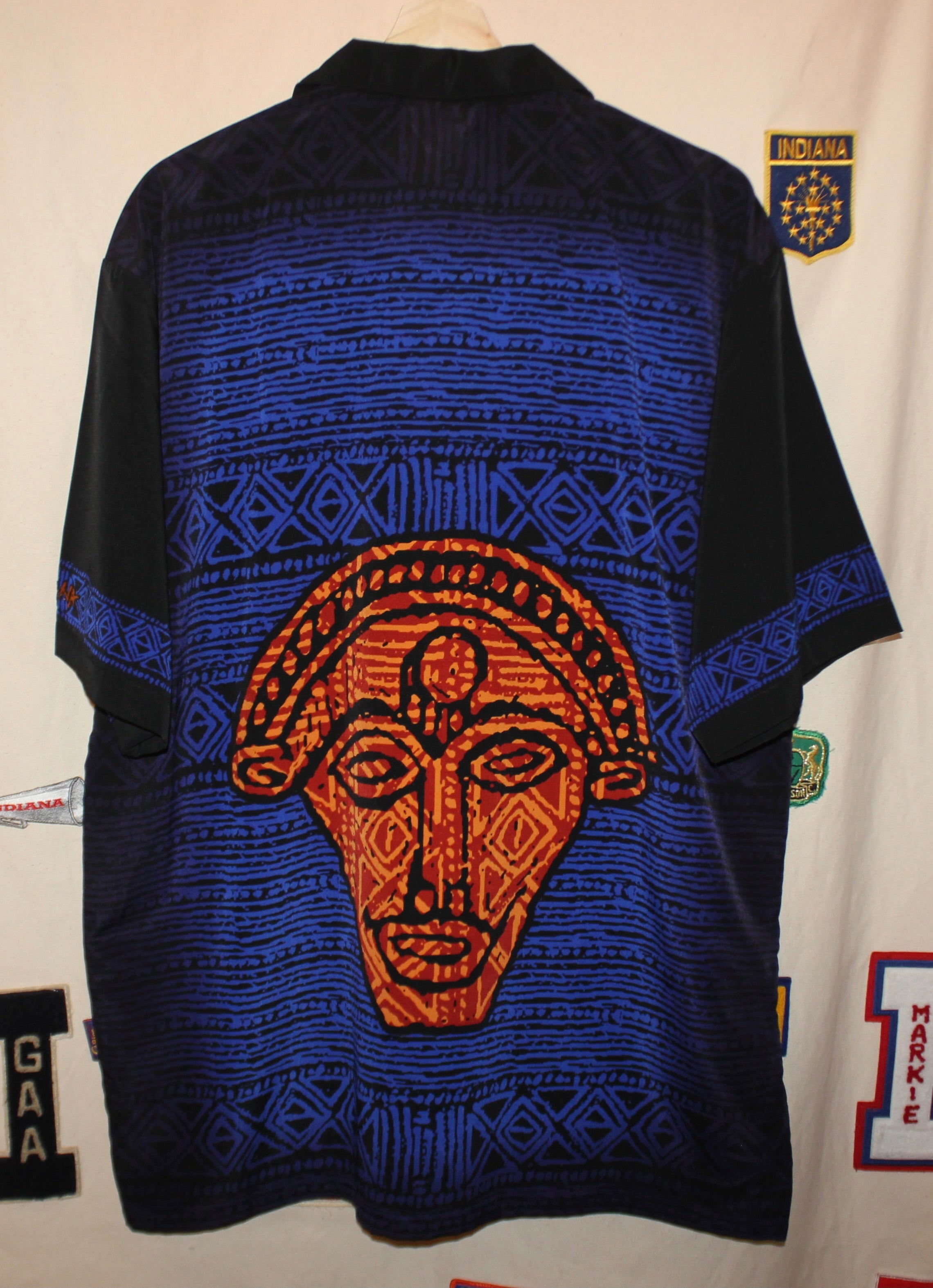 Vintage Carlos Santana Black/Blue Button Up Shirt by Dragonfly: Large