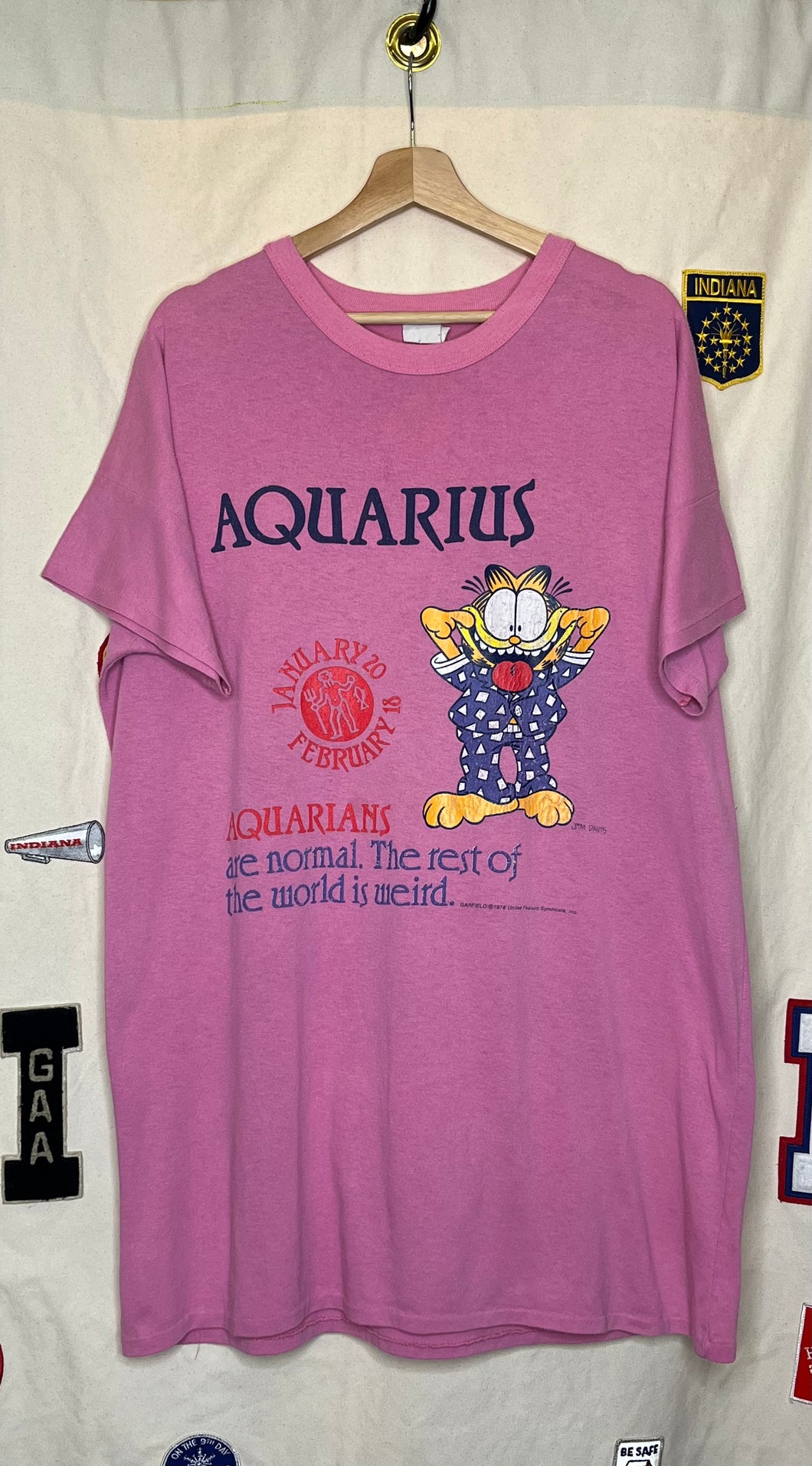 Garfield Aquarius Zodiac Sign T-Shirt: XL