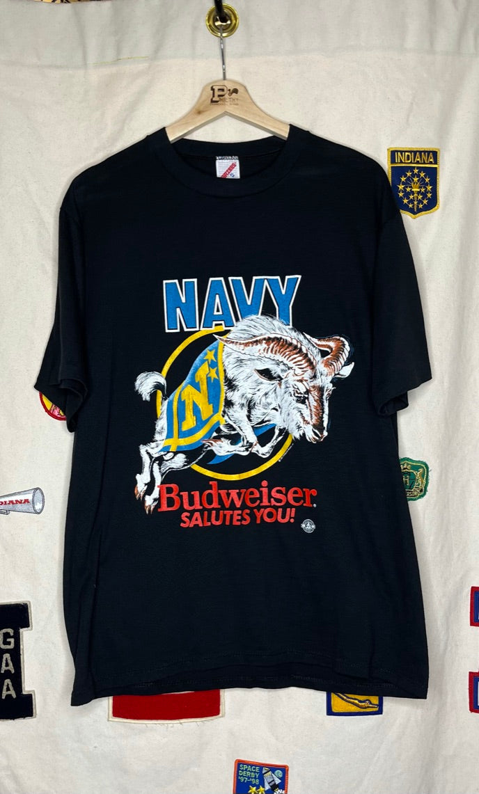 Navy University Budweiser T-Shirt: XL