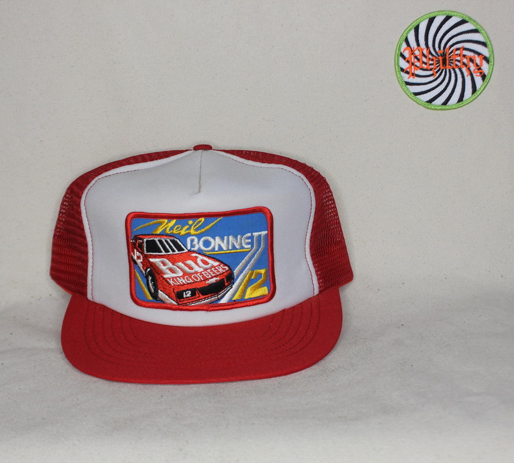 Vtg Neil Bonnett Budweiser 12 Nascar Racing 80's Patch Trucker Hat