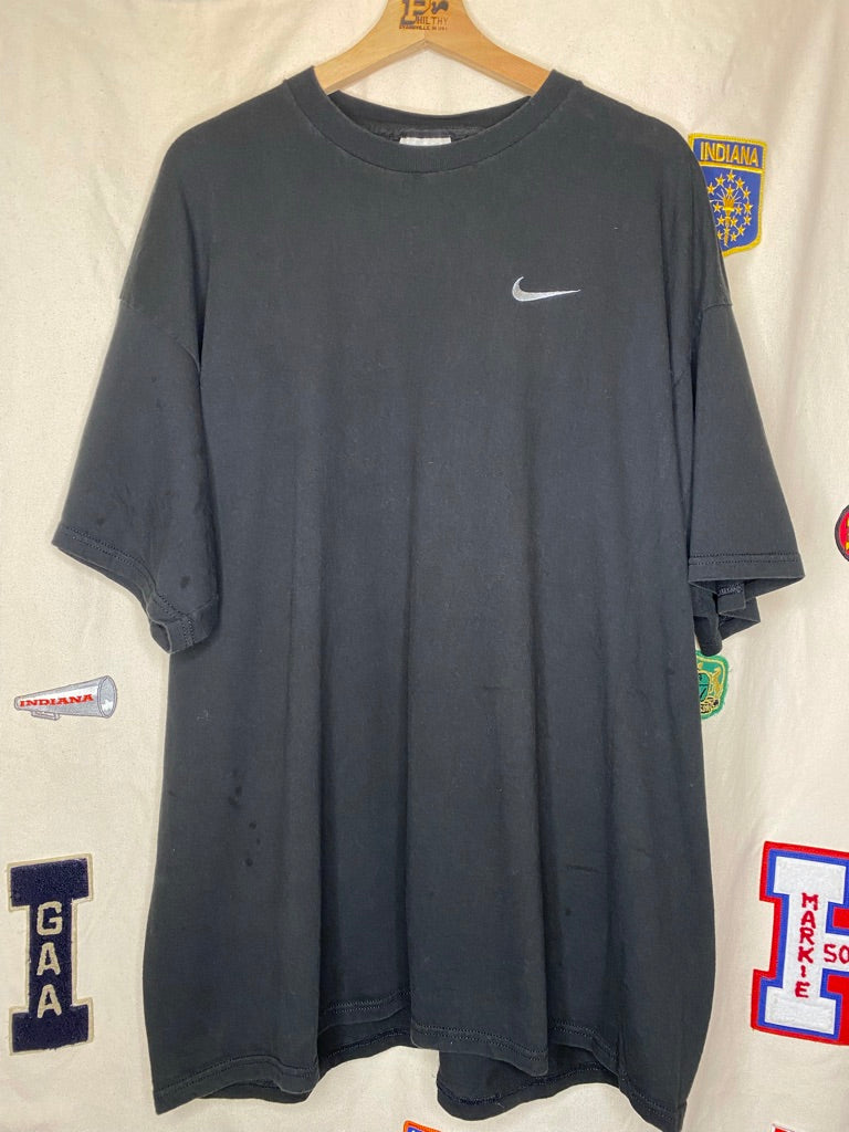 90's Nike Embroidered Black T-Shirt: XXL