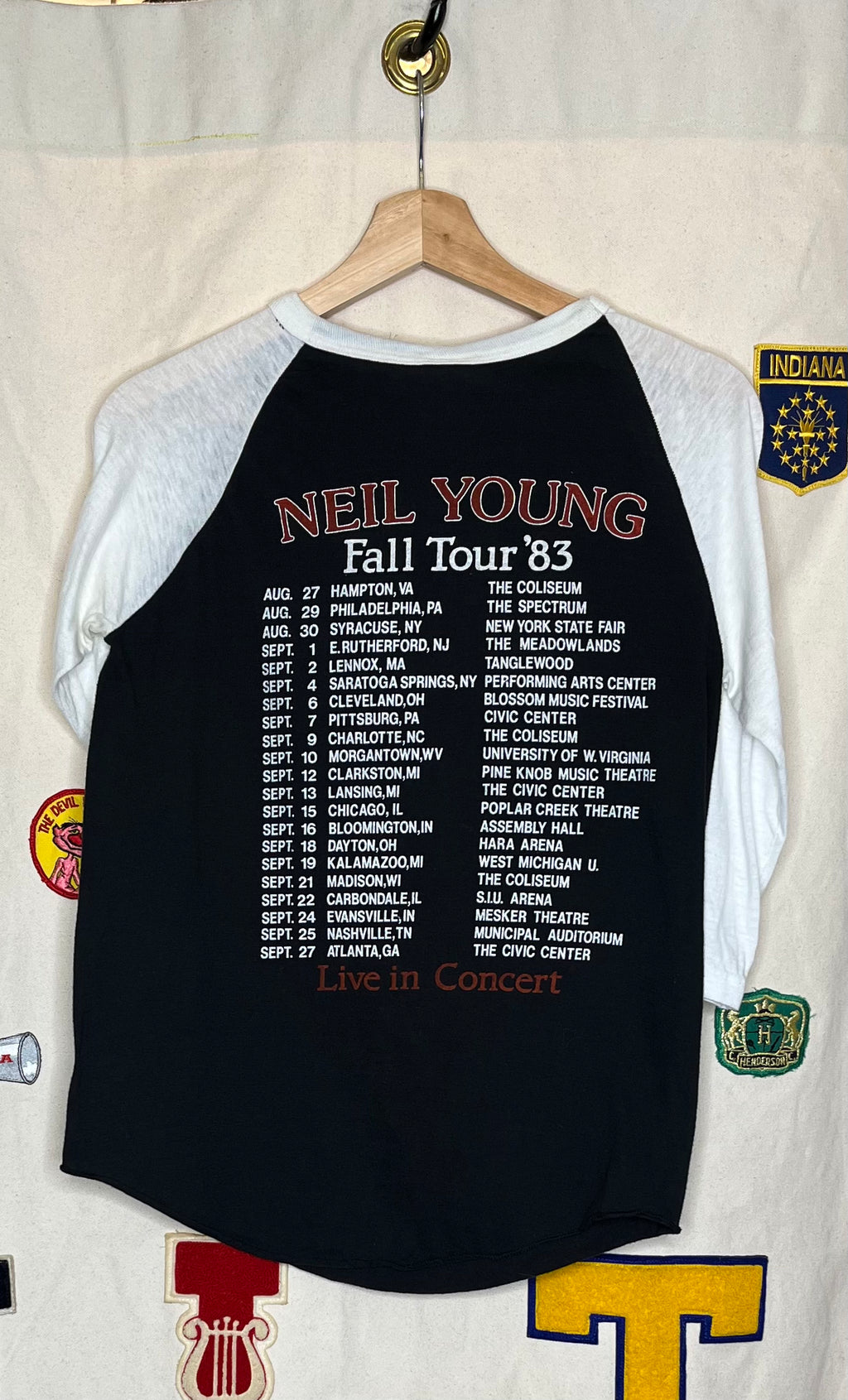1983 Neil Young Solo Tour Raglan T-Shirt: M