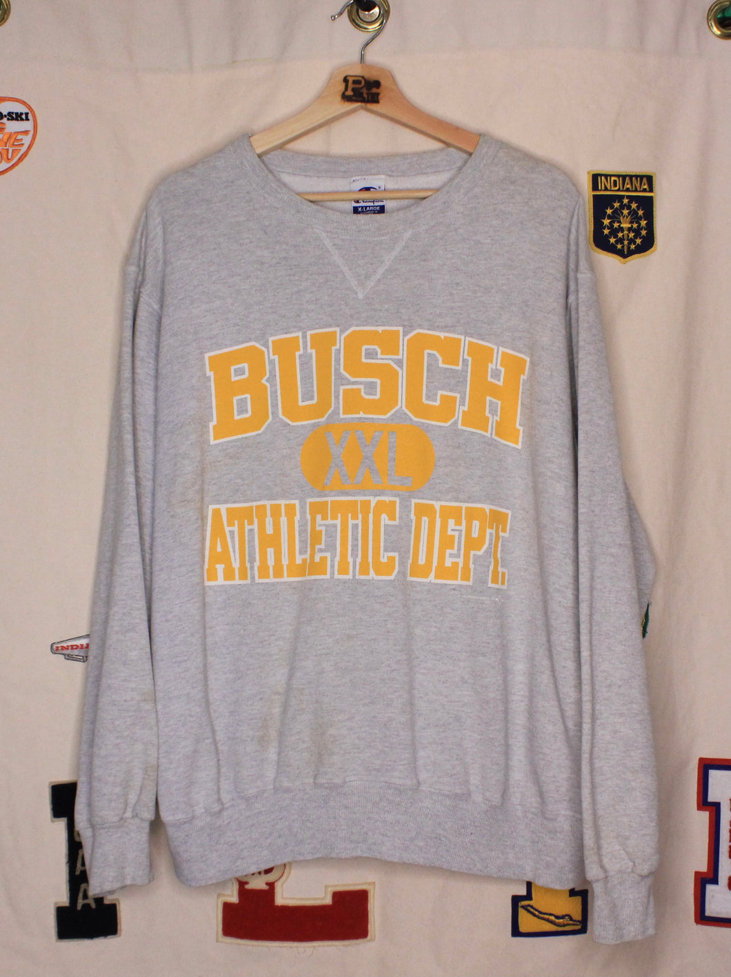 Vintage Busch Athletic Department Beer Grey Crewneck Sweatshirt: XL