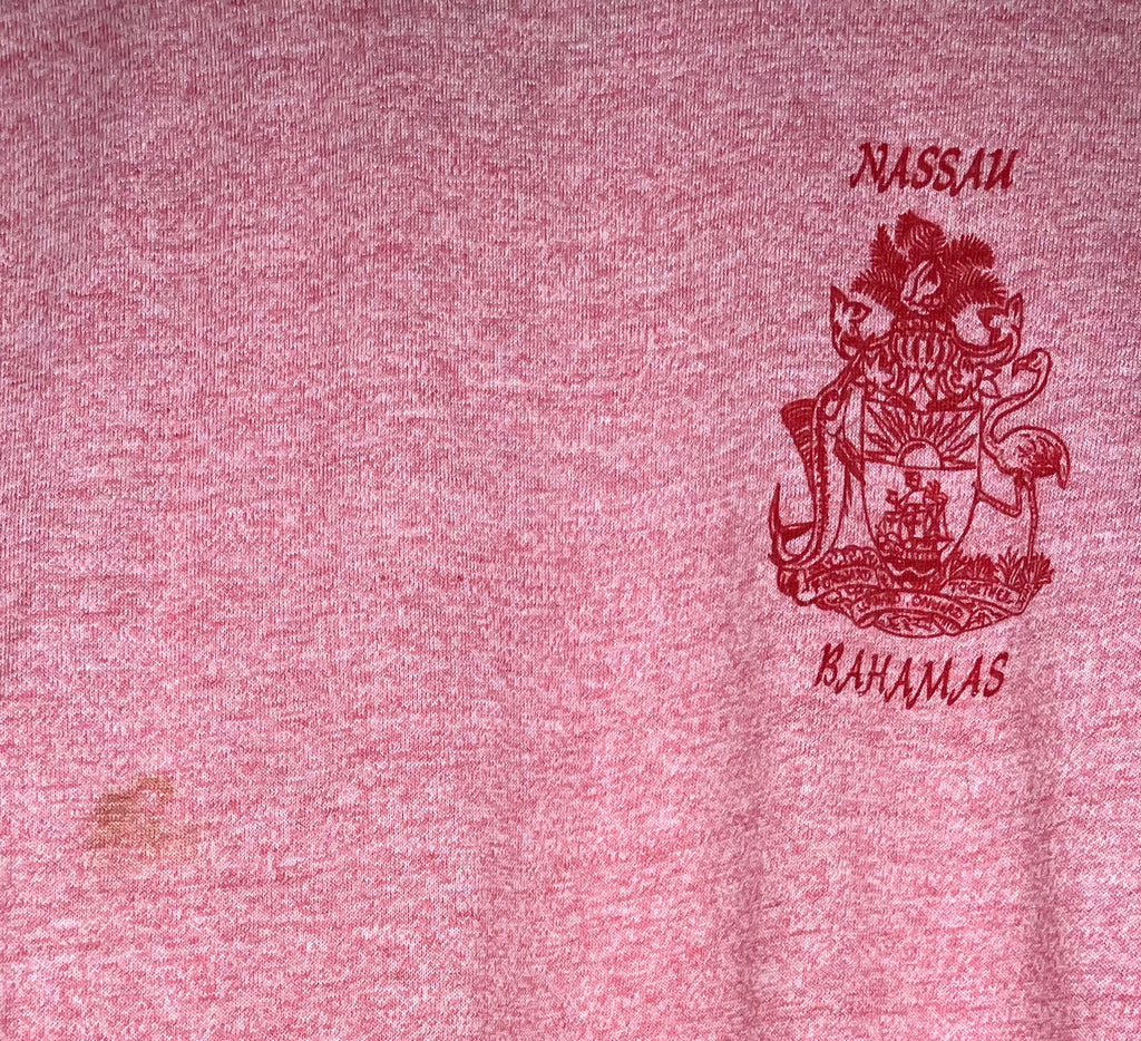 Vintage Nassau Bahamas Heather Red Ringer T-Shirt: S/M