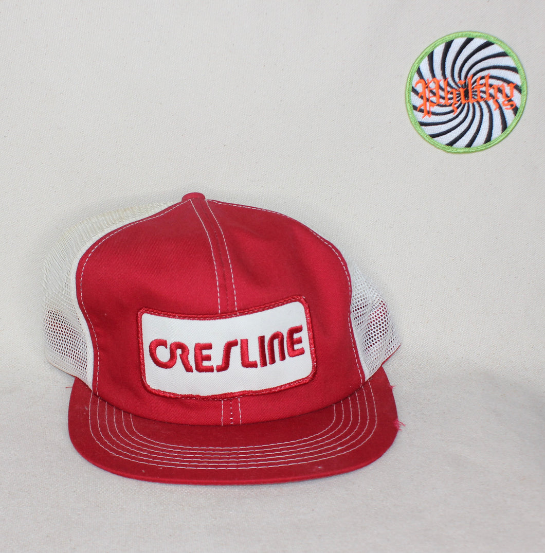 Vintage Cresline PVC Pipe Company Trucker Farmer Snapback Red Patch Hat K-Products