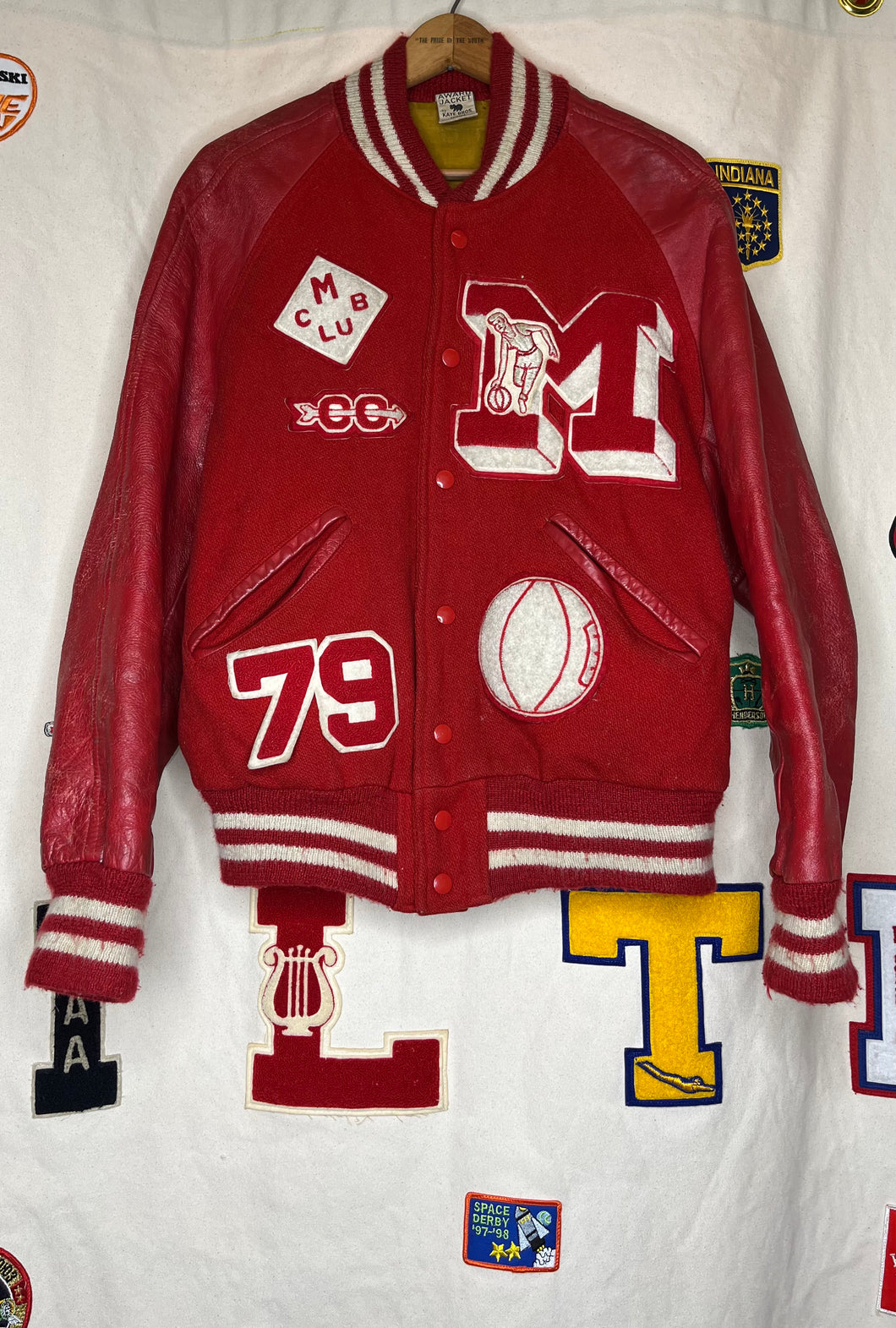 1979 Patched Red M Letterman Jacket: M