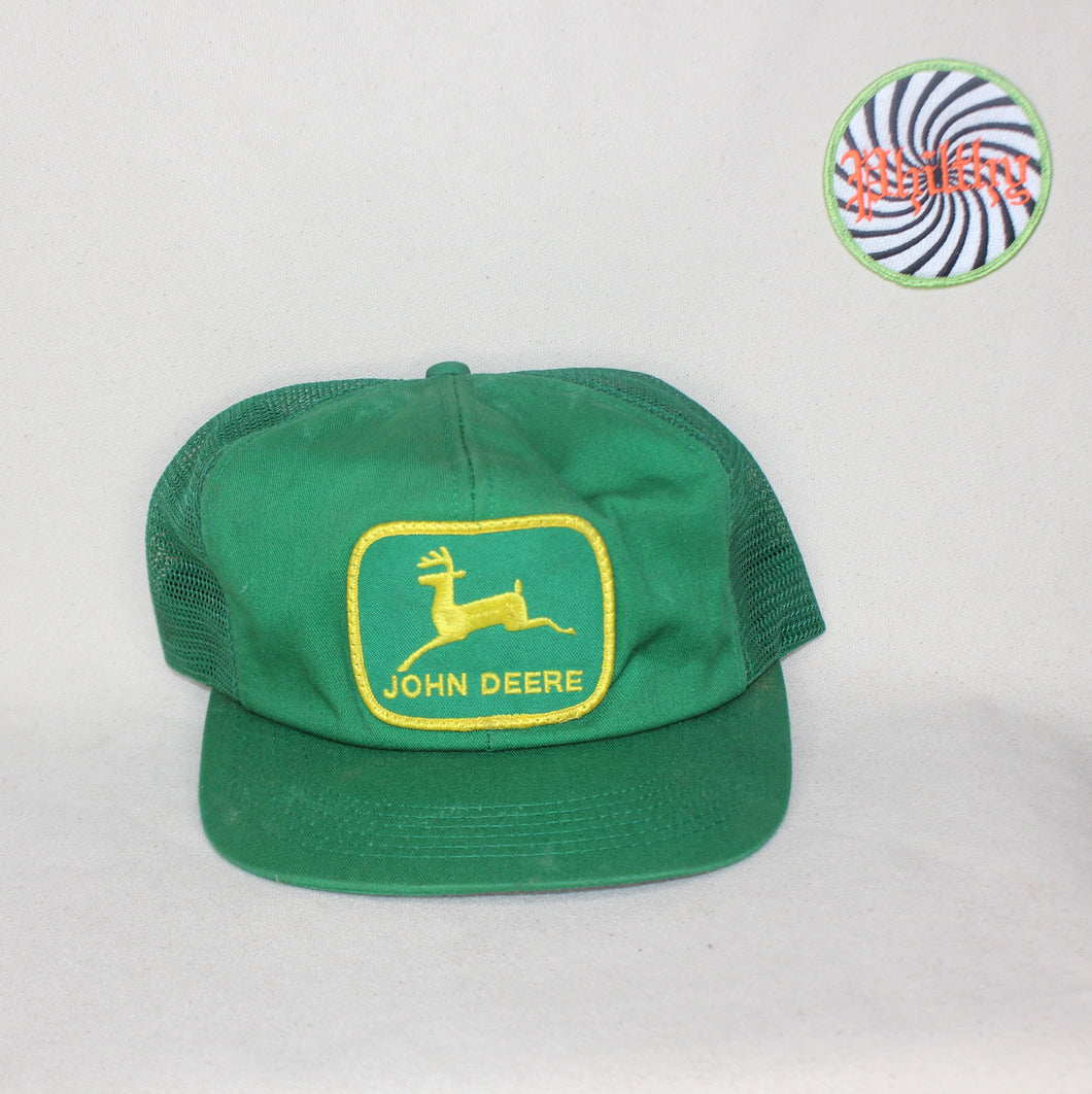 Vintage John Deere Farming Mesh Patch Snapback Hat K-Products