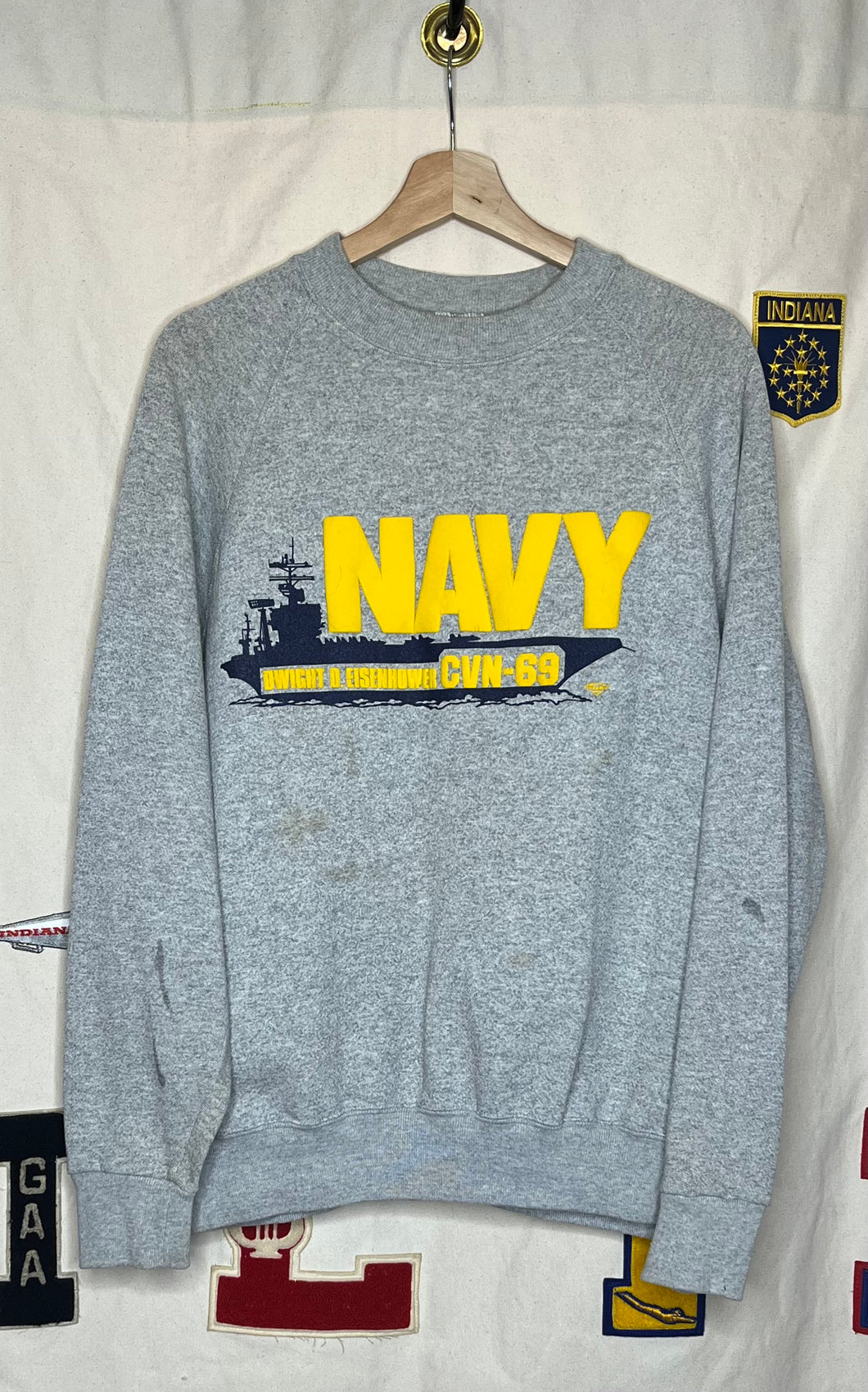 Vintage Dwight D. Eisenhower Navy Crewneck: XL