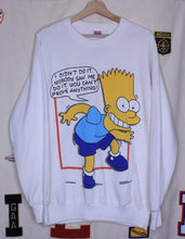 Load image into Gallery viewer, Vintage Bart Simpson White The Simpsons Crewneck Sweatshirt: XL
