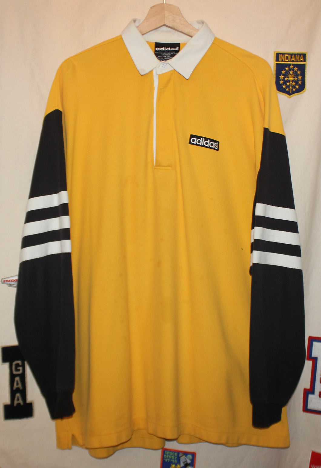 Adidas Rugby Yellow/Black Polo Shirt: Large
