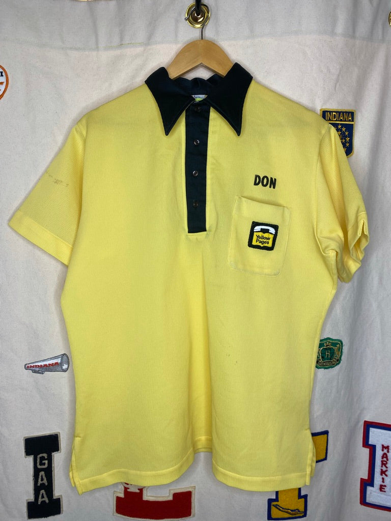 Vintage Yellow Pages 60’s Work Patch Bowling Shirt: Large
