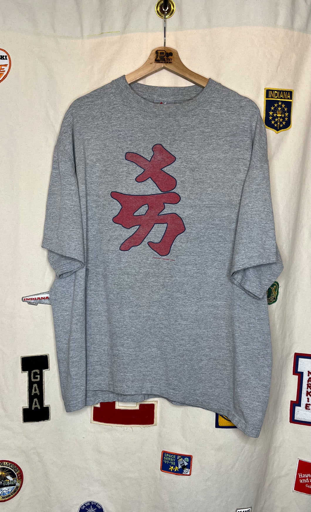 VTG 1999 MLB New York Yankees Kanji Majestic Grey T-Shirt: L