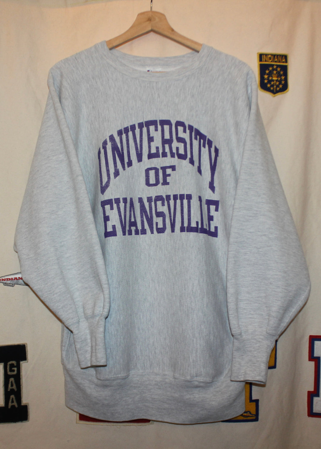 University of Evansville Champion Reverse Weave Crewneck: XL