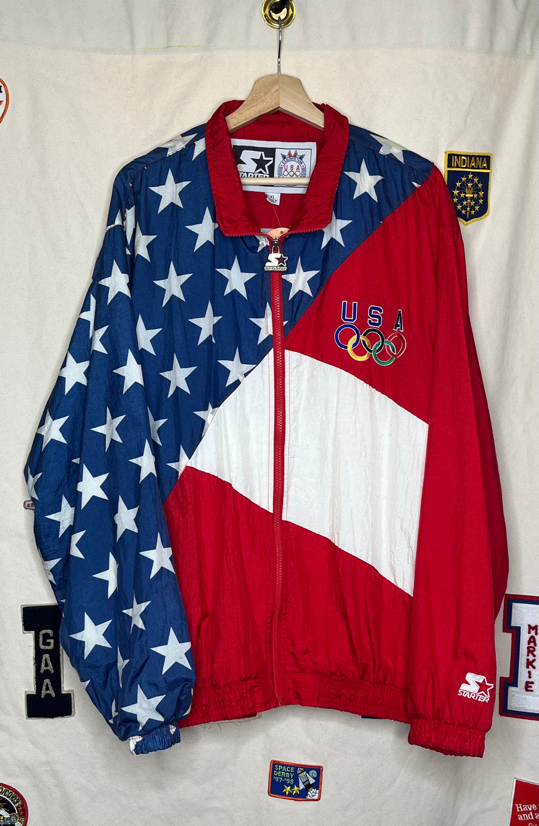 Starter American Flag Windbreaker Jacket: XL