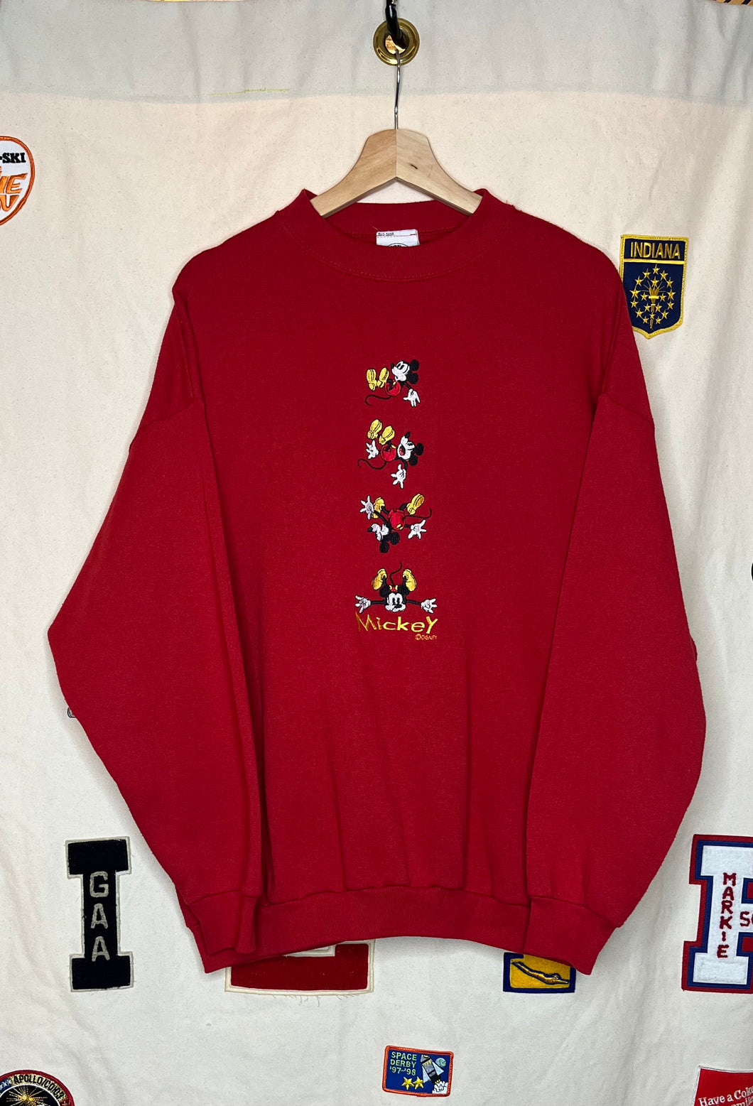 Vintage Disney Mickey Mouse Embroidered Crewneck: XL