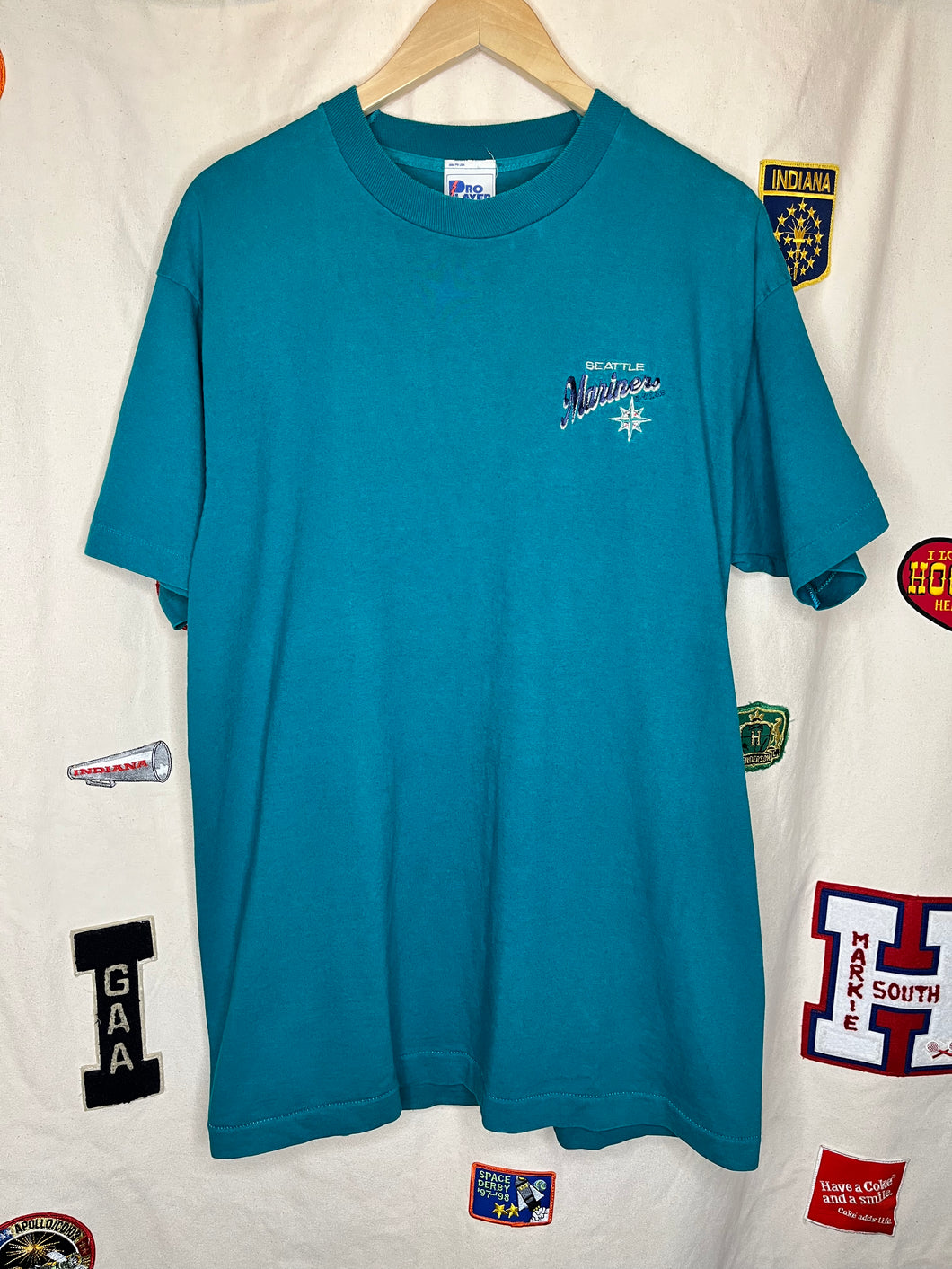 Vintage Seattle Mariners MLB Teal Embroidered T-Shirt: XL