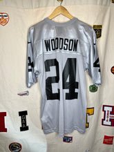 Load image into Gallery viewer, Vintage Oakland Raiders 24 Charles Woodson Nike Silver Football Jersey: Medium

