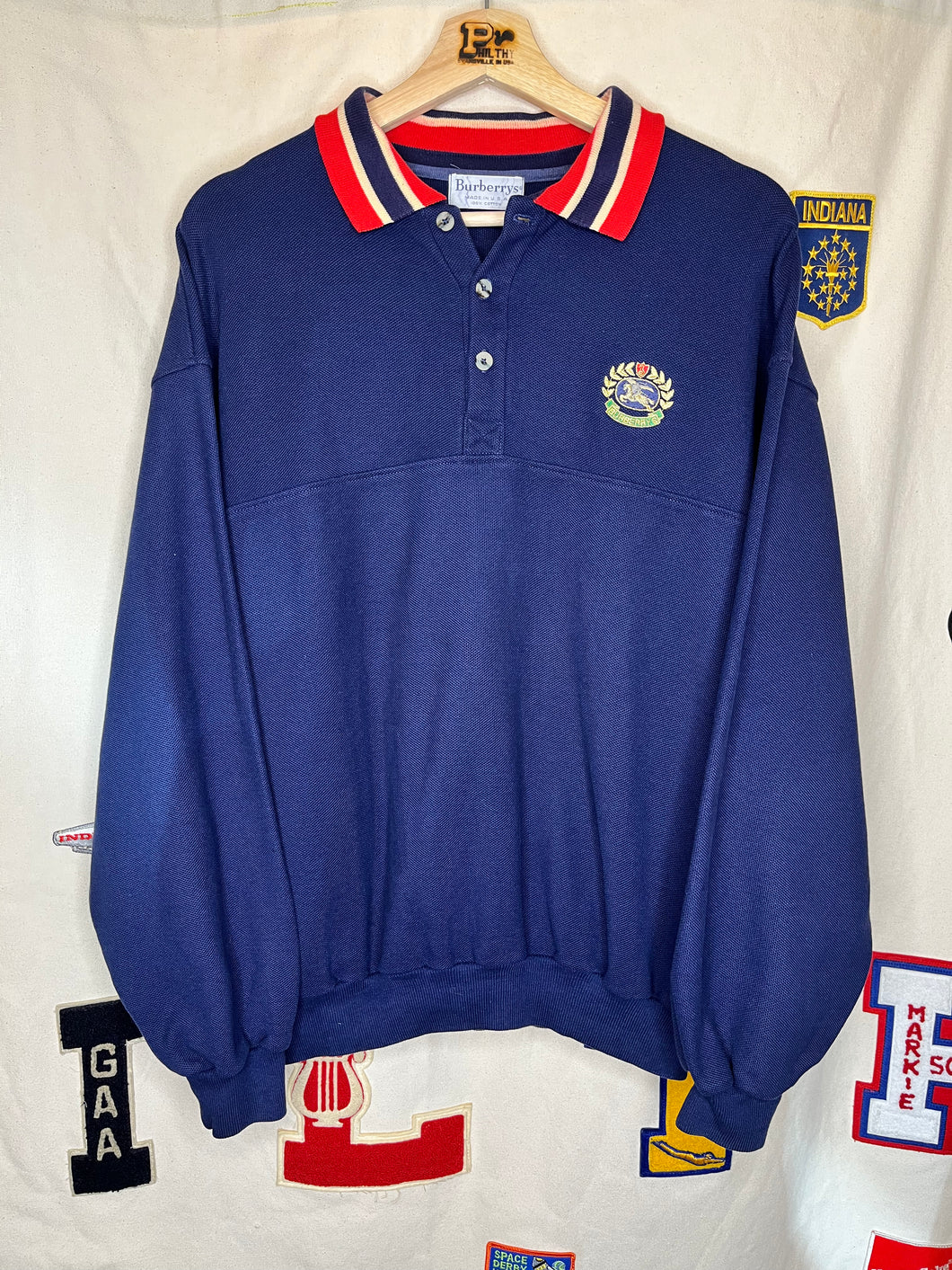 Vintage Burberry's Navy Rugby Shirt: XL