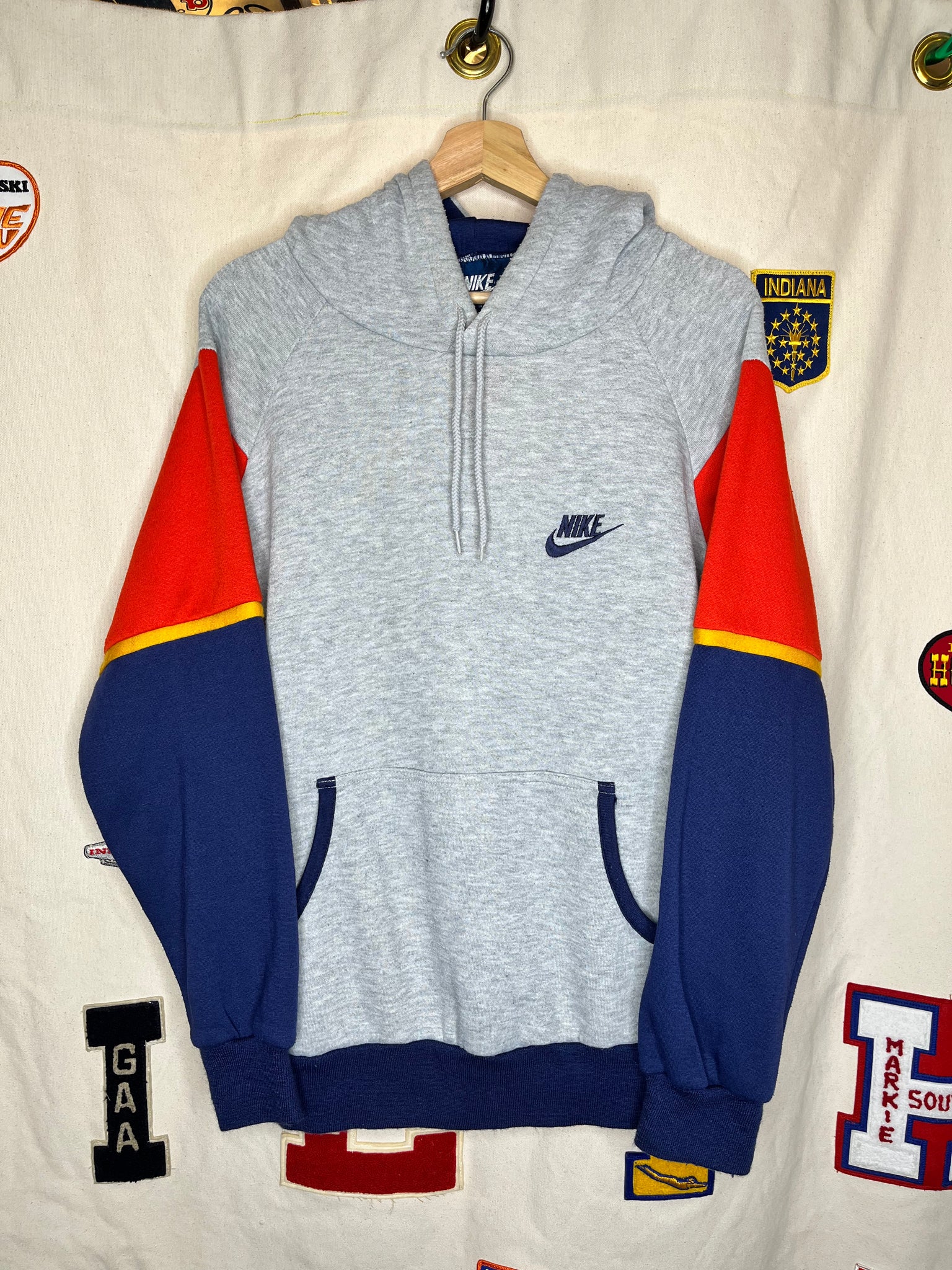 Vintage 80 s Nike Blue Tag Hoodie Grey Navy Red Large Philthy Vintage Clothing