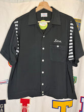 Load image into Gallery viewer, Vintage 1950&#39;s Bowling Shirt &quot;Hot Heads&quot; Chain Stitch Black: Large
