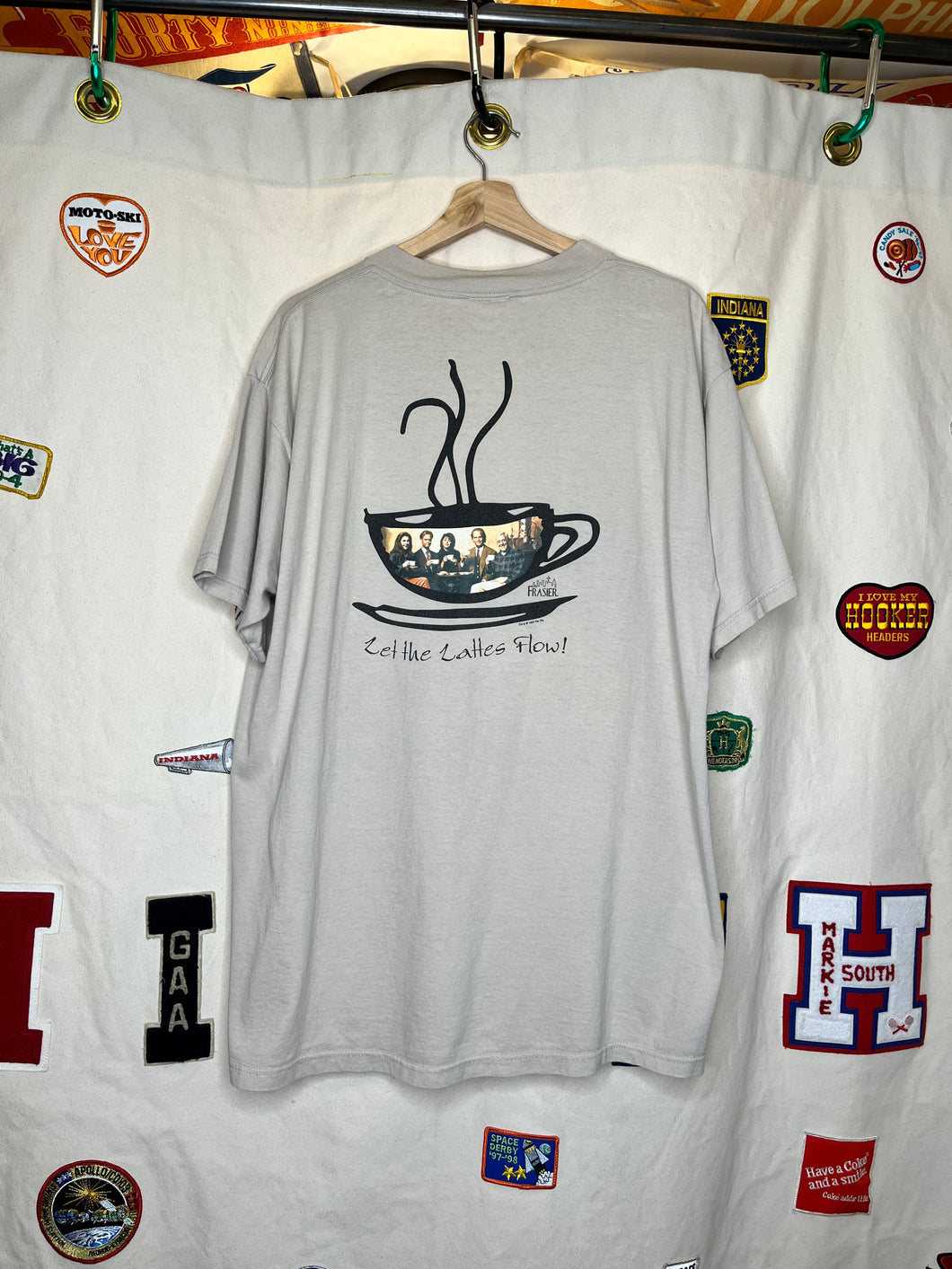 Vintage Frasier TV Show Coffee Cafe Nervosa Tan T-Shirt: XL