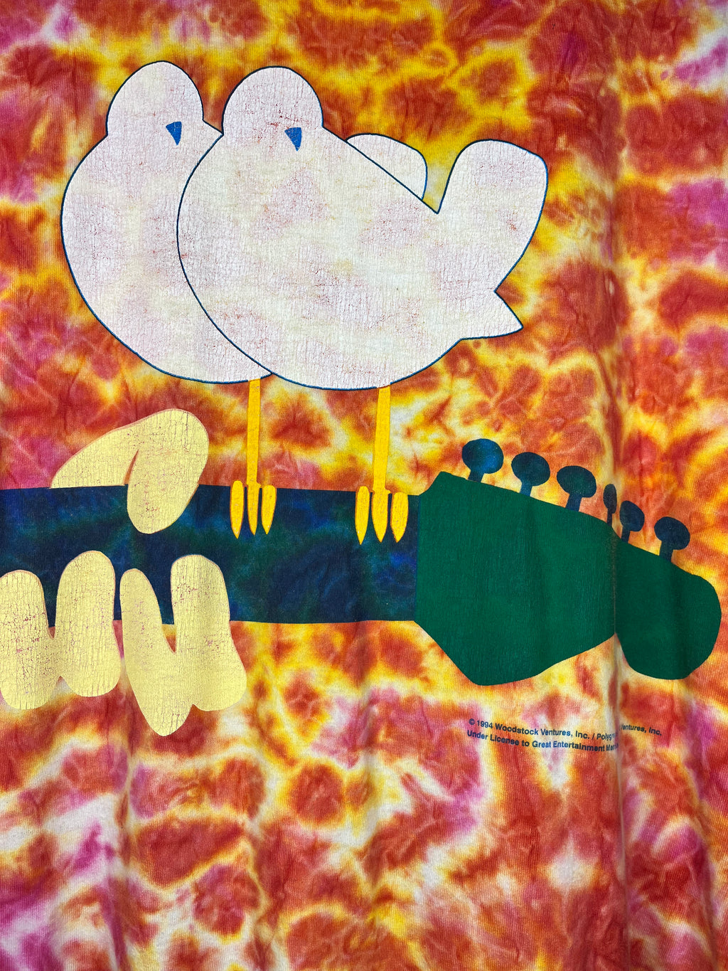 Vintage Tie-Dye Woodstock Peace Music New York 1995 T-Shirt: XL