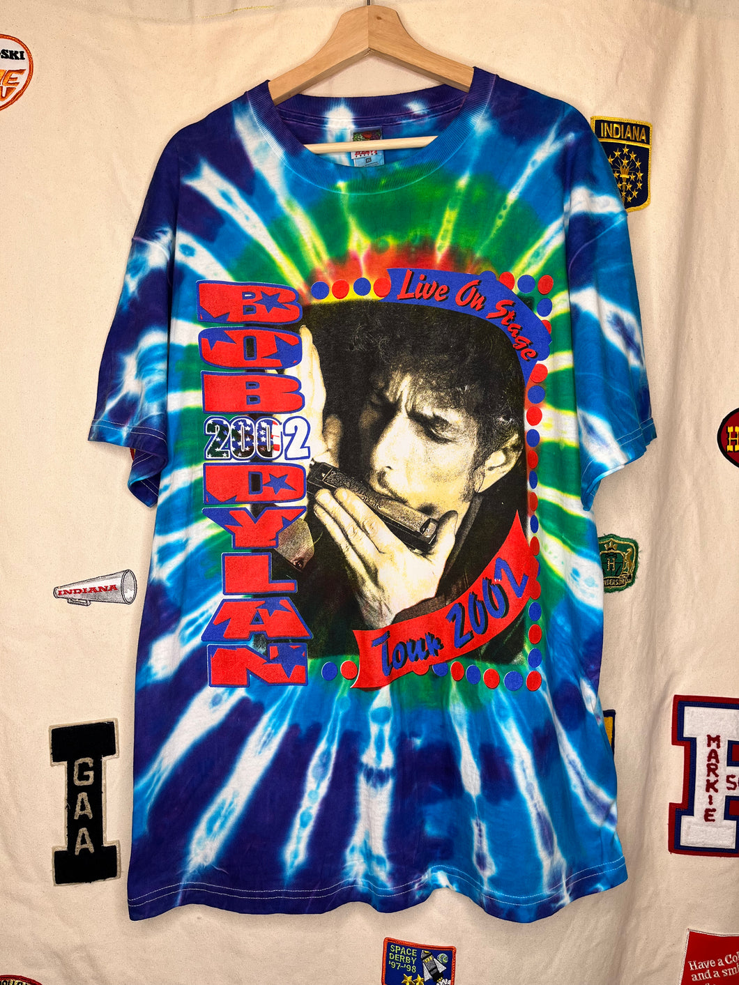 Vintage Bob Dylan Tie-Dye 2002 Concert Tour T-Shirt: XL