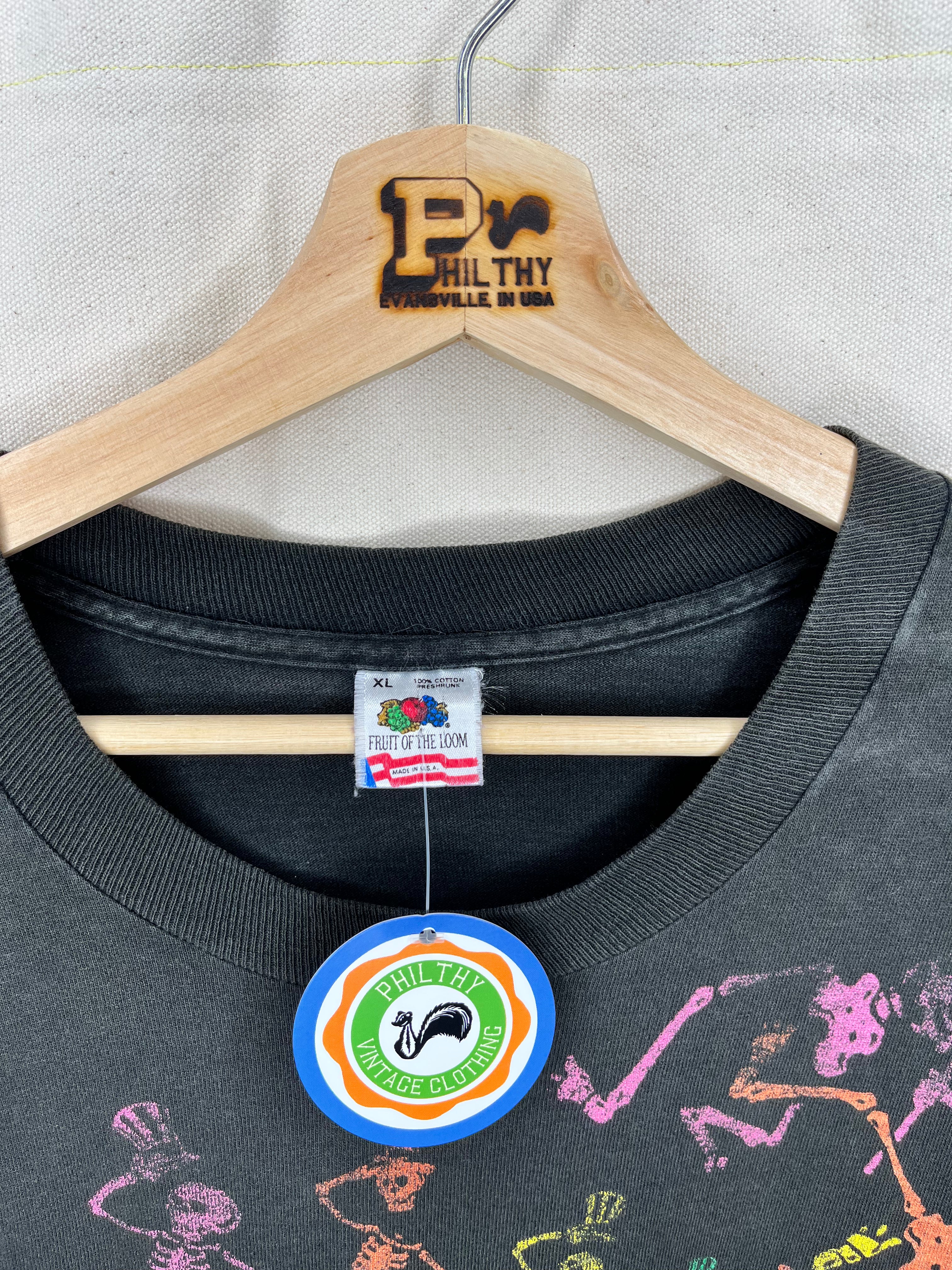 Vintage Grateful Dead Skeleton Spiral Black T-Shirt: XL