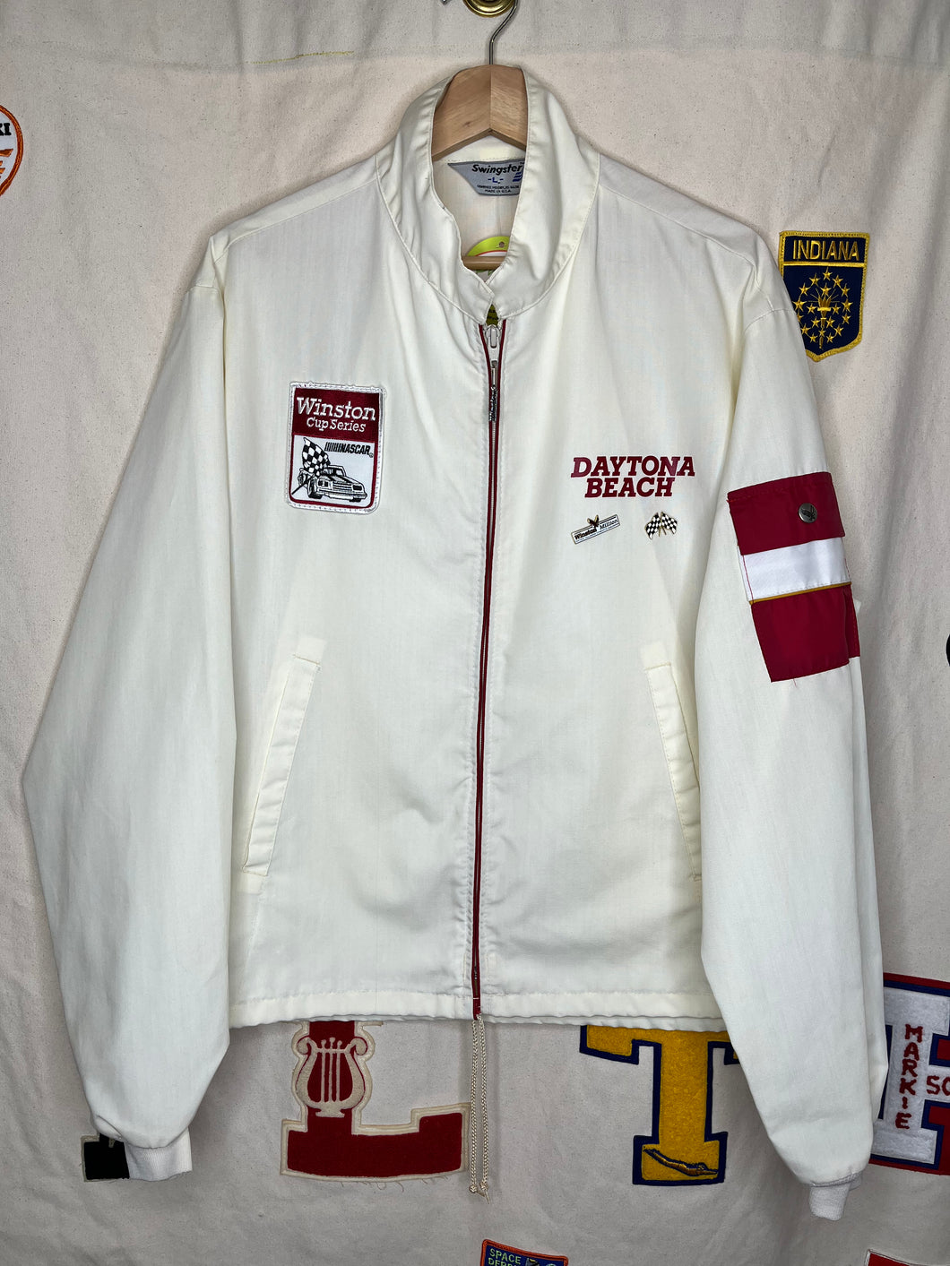 Vintage Winston Cup Racing Dayton Beach White Cotton Jacket: Large
