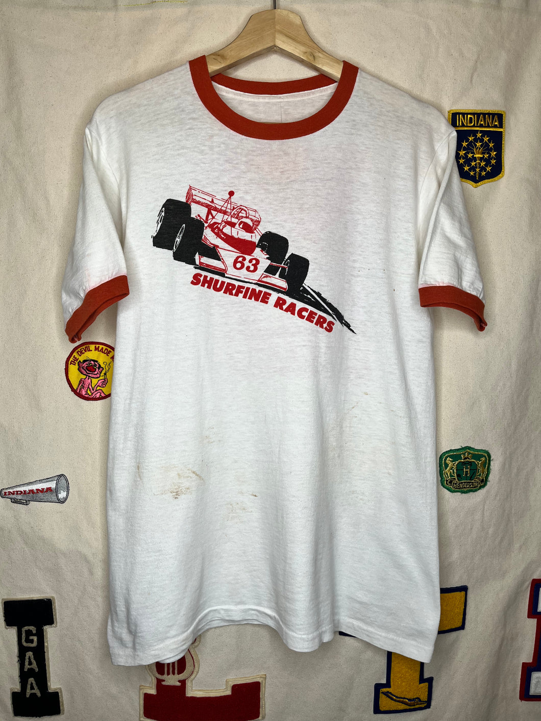 Vintage Shurfine Racers 70's Ringer F1 T-Shirt: Medium/Large