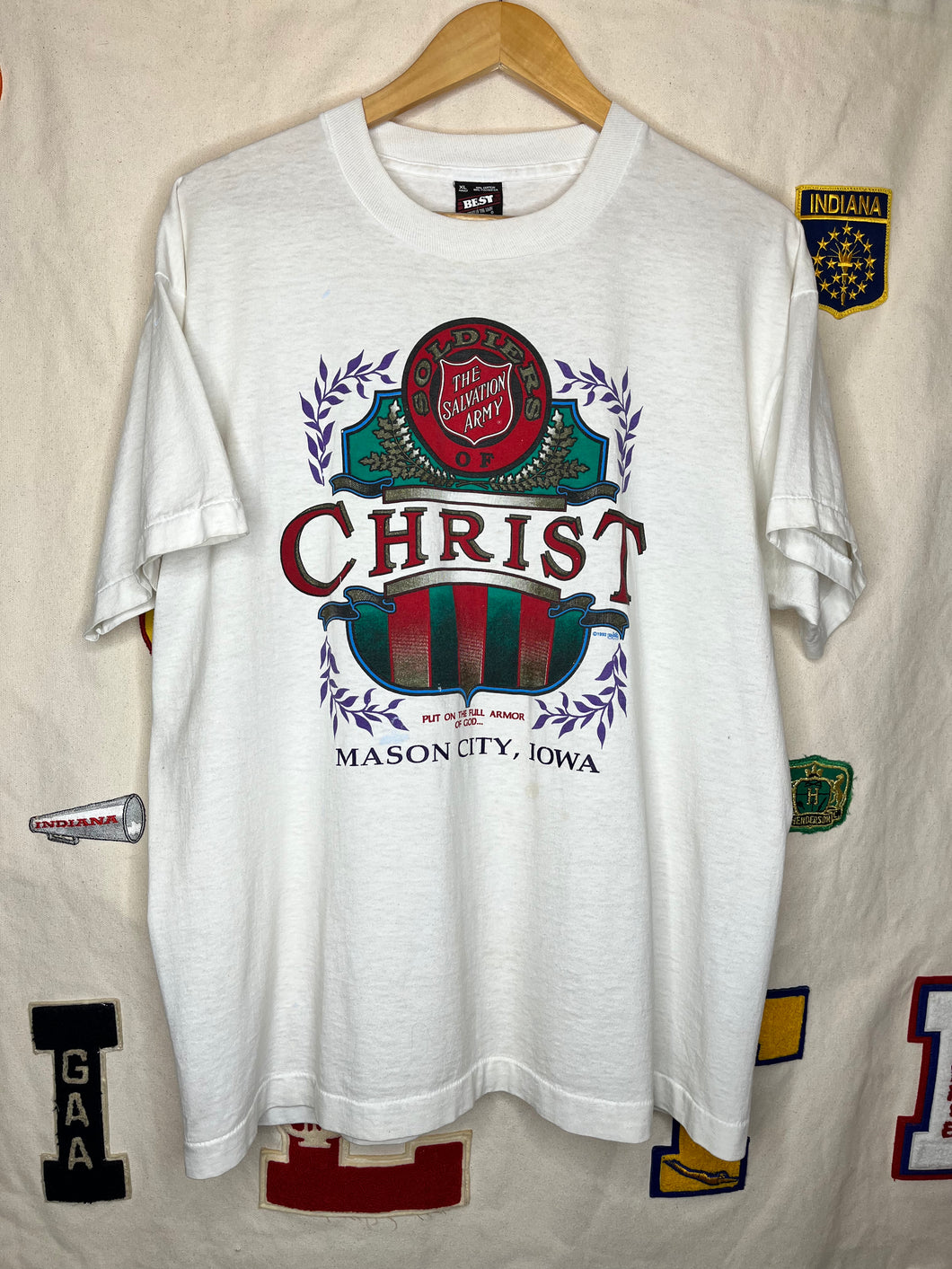 Vintage Soldiers of Christ Salvation Army White T-Shirt 1992: XL