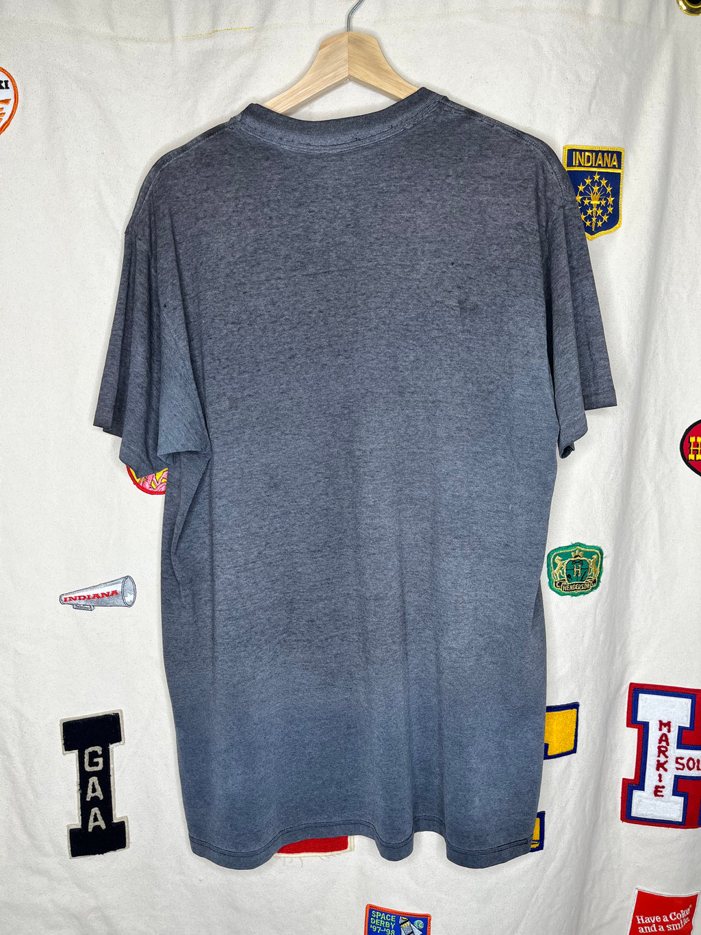 Vintage Faded Harley 1992 3D Emblem Black T-Shirt Eagle