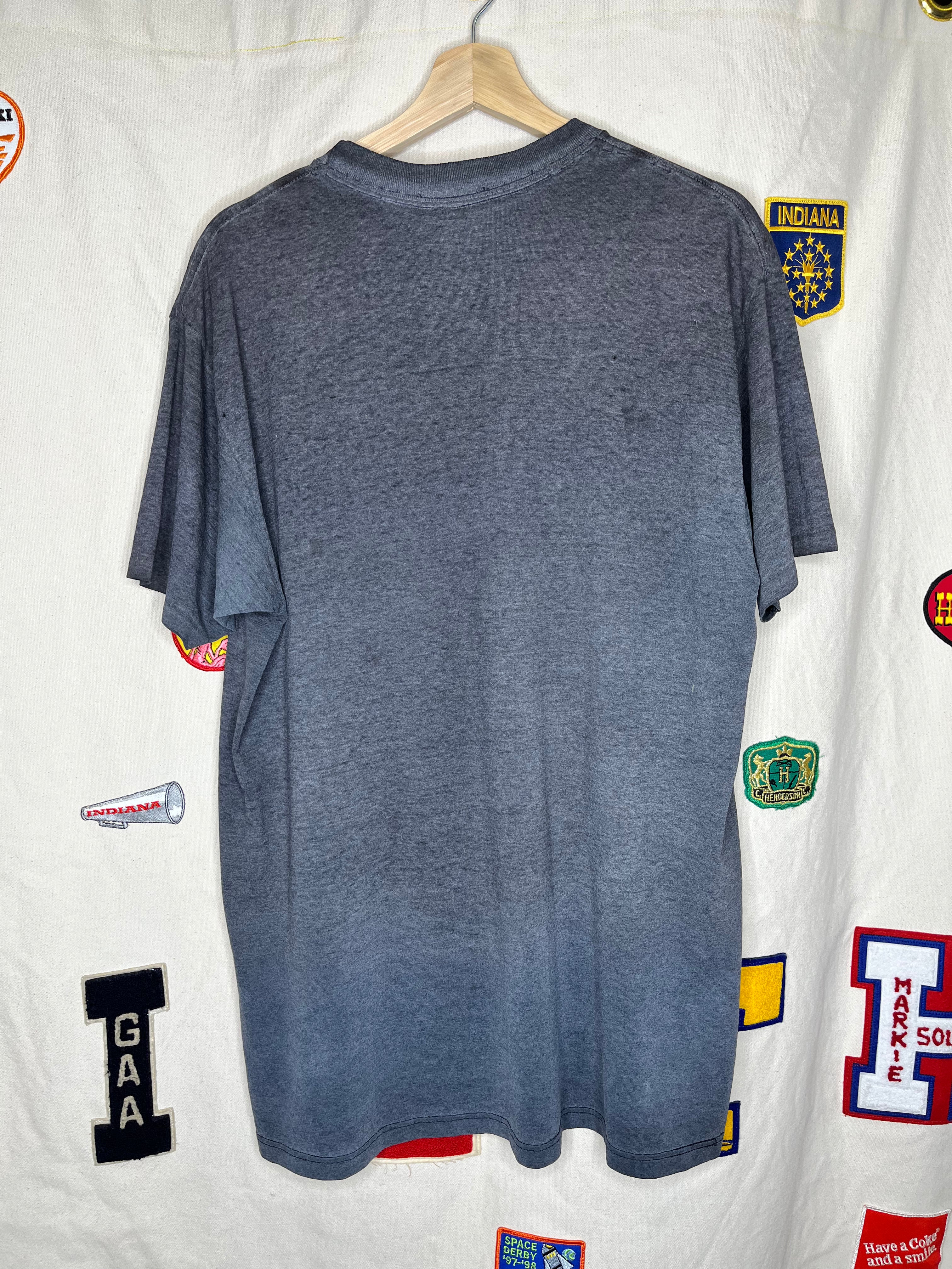 Vintage Faded Harley 1992 3D Emblem Black T-Shirt Eagle