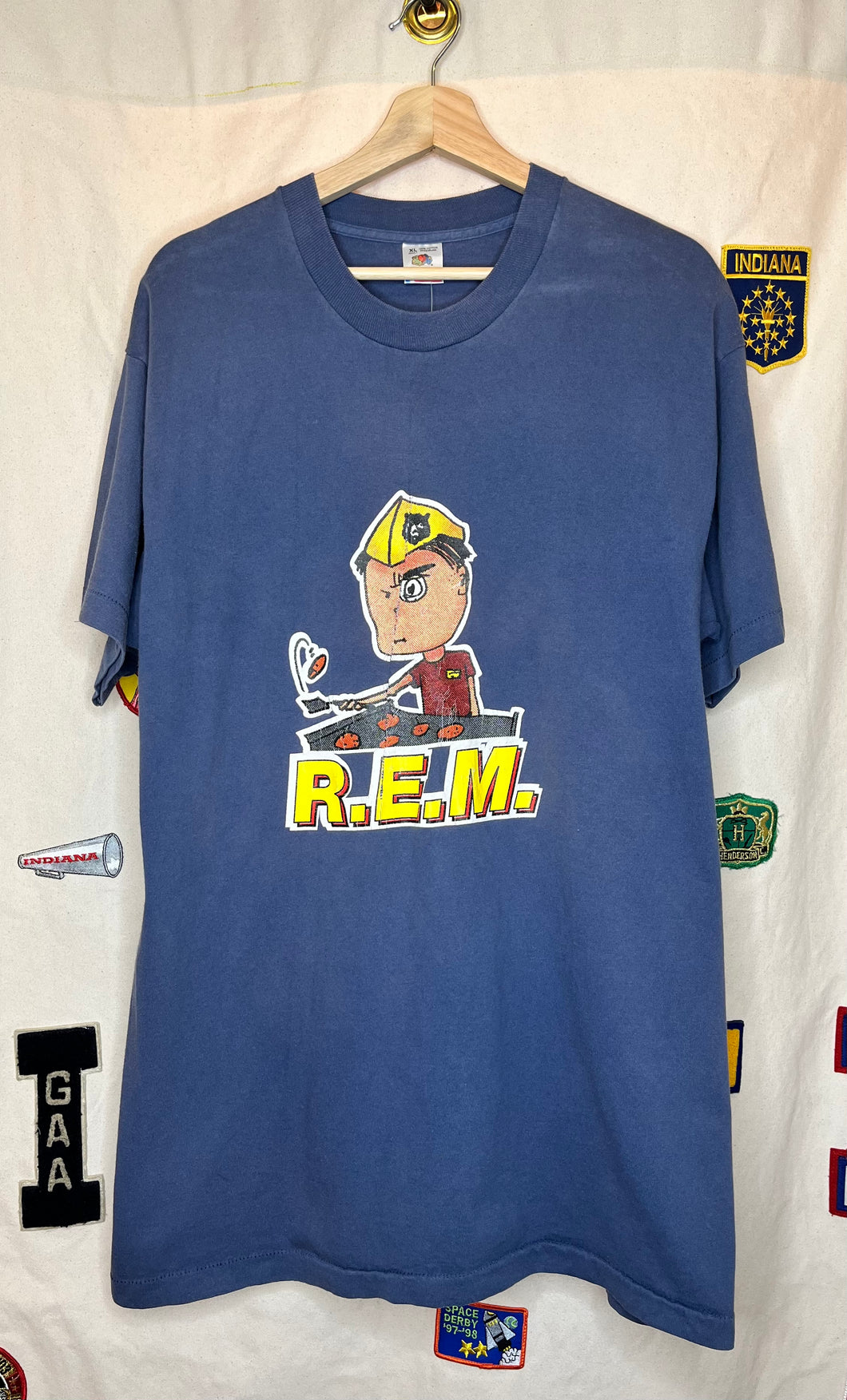 Vintage R.E.M. BBQ Boy Blue Band T-Shirt: XL