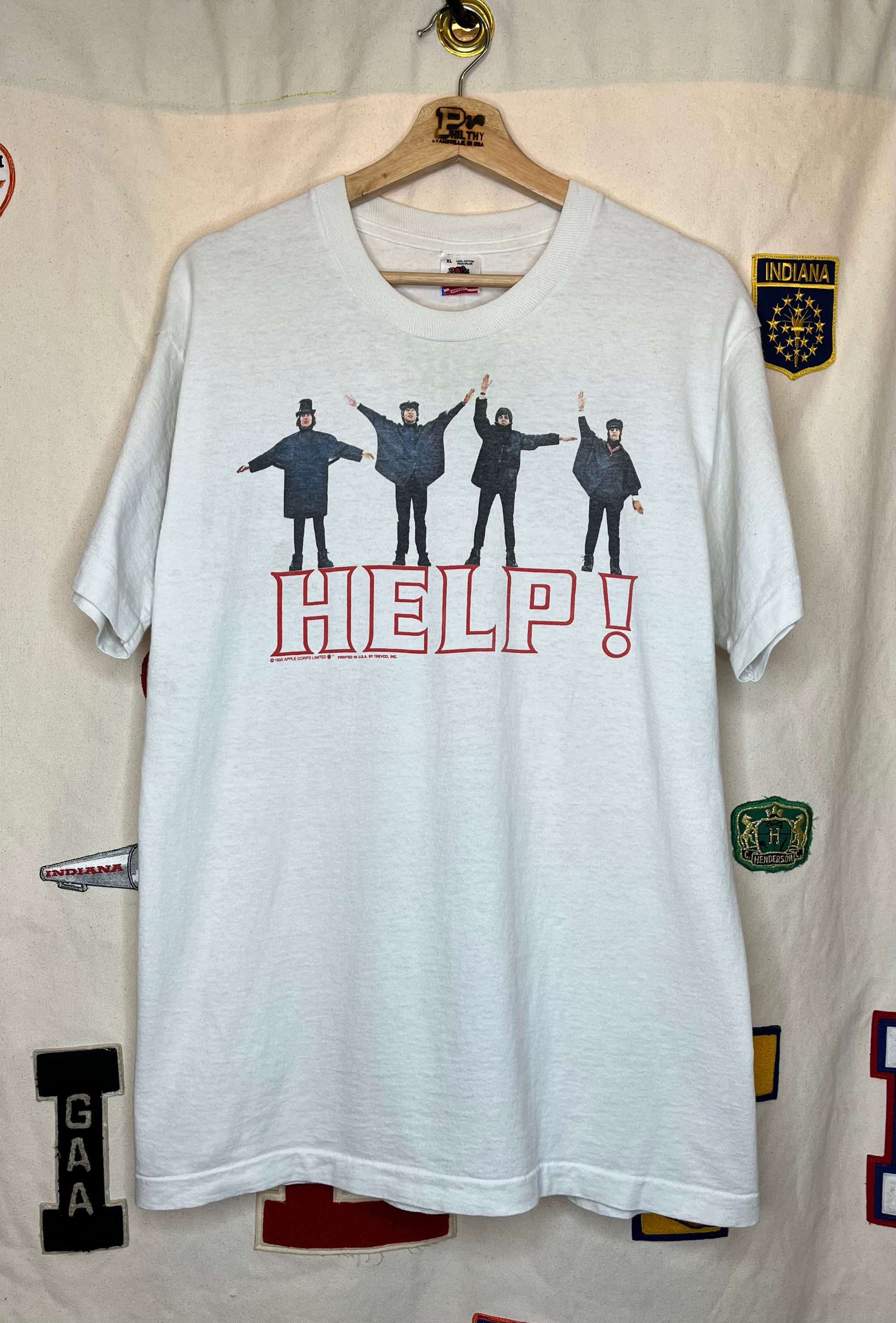Vintage The Beatles Help! I Need Somebody 1990 White T-Shirt: XL 