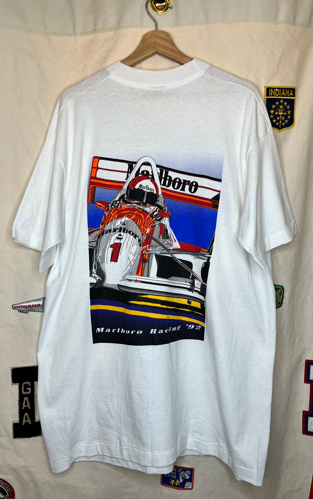 Vintage Marlboro INDY 500 Formula 1 Racing White T-Shirt: XL