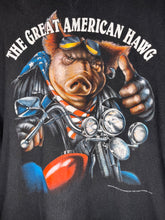 Load image into Gallery viewer, Vintage The Great American Hawg Motorcycle 3D Emblem Black T-Shirt: XL
