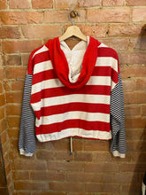 Load image into Gallery viewer, Newport Harbor Striped Hooded Crop Top: Medium
